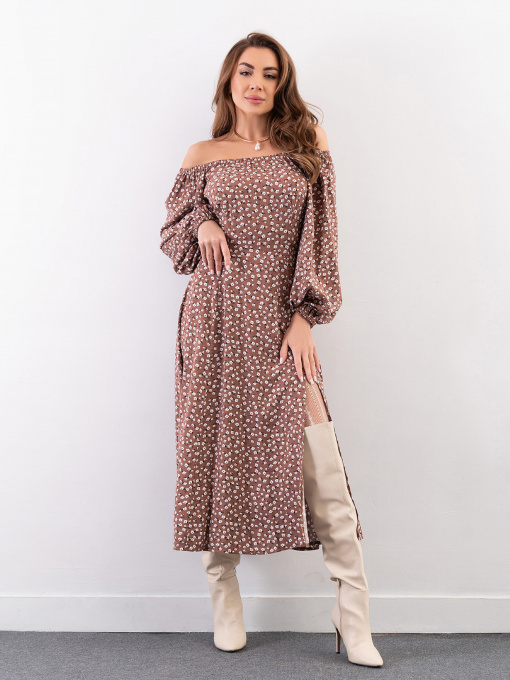 Платье миди ISSA Plus модель 14252_коричневый Фото