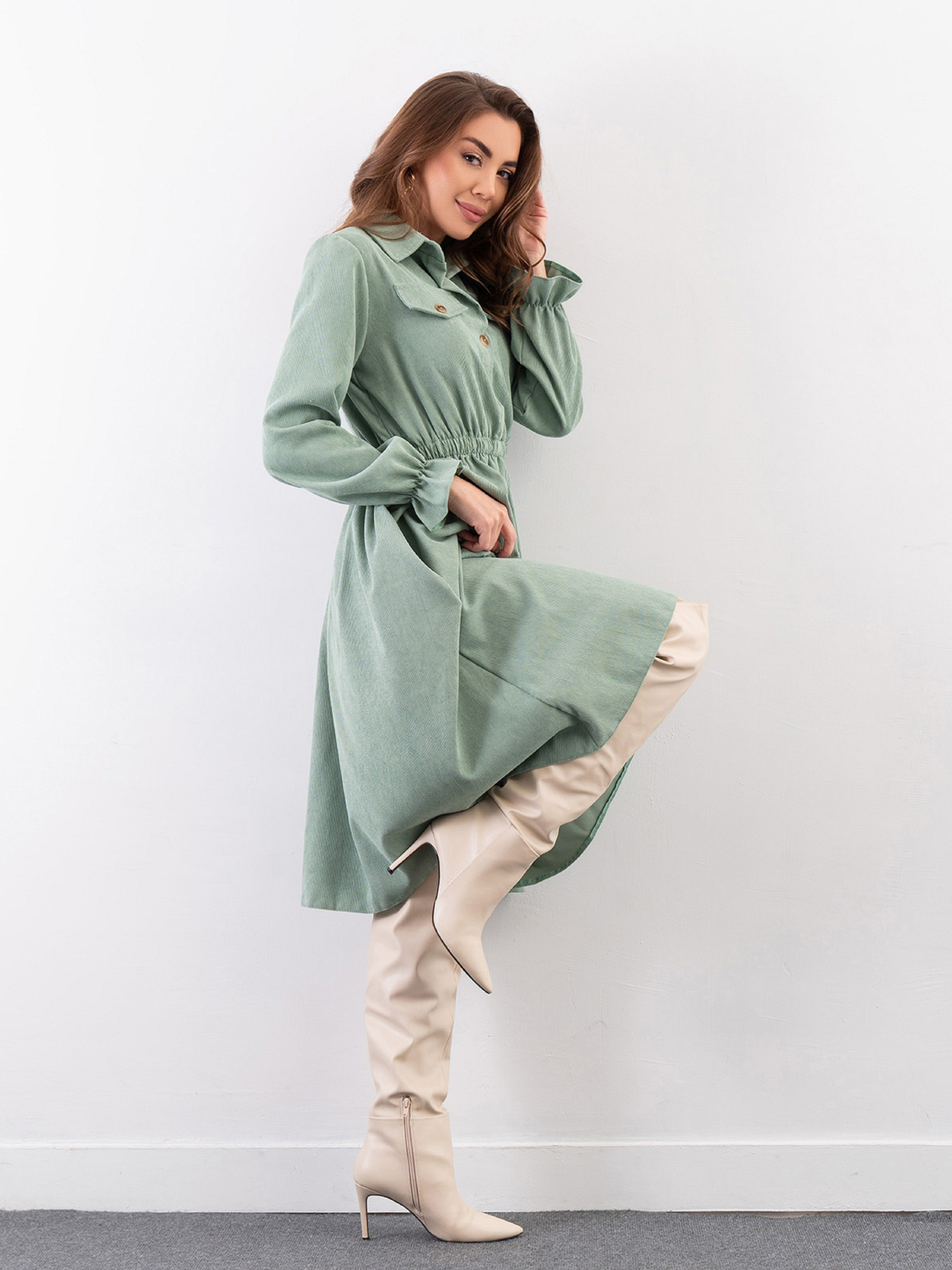 Платье миди ISSA Plus модель SA-349_зеленый Фото