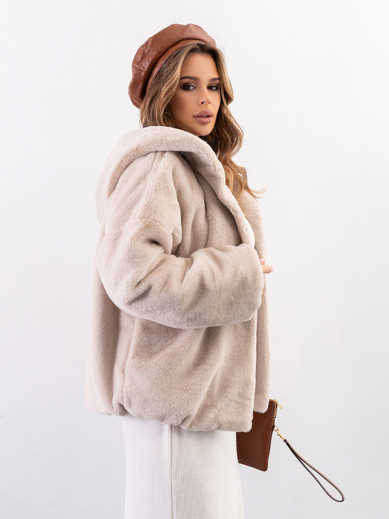 Шуба ISSA Plus модель 13630_бежевый Фото