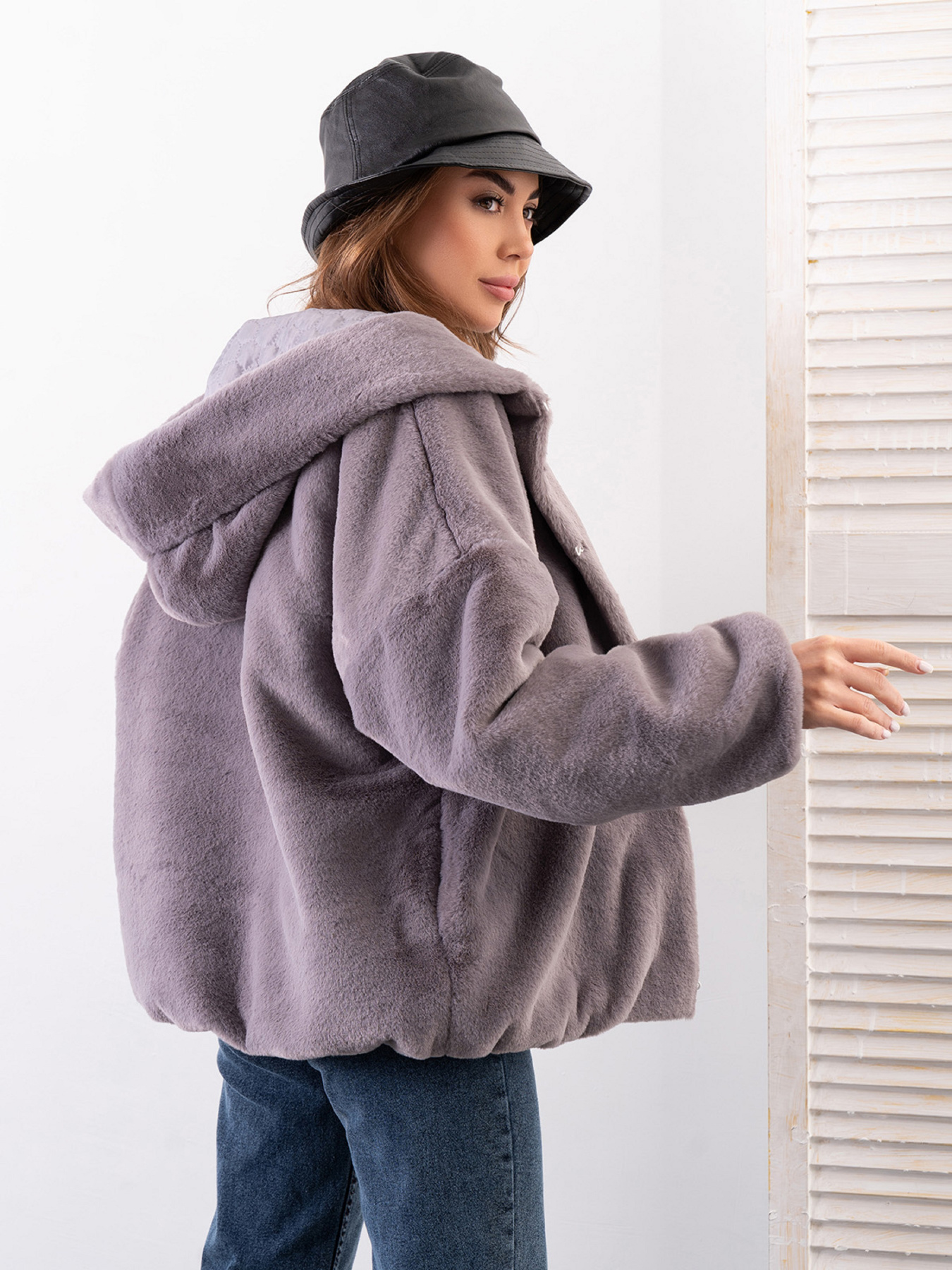 Шуба ISSA Plus модель 13630_серый Фото