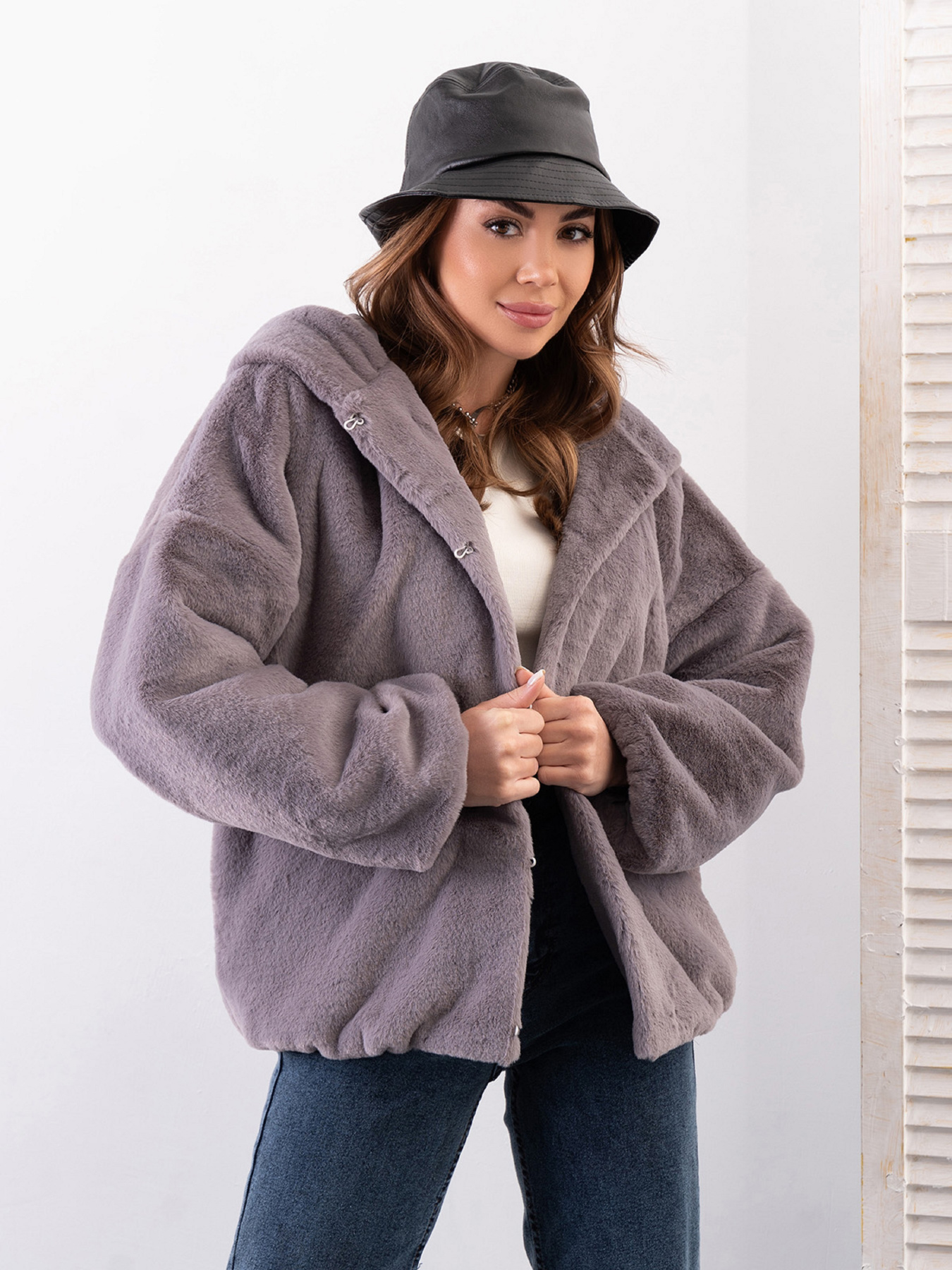 Шуба ISSA Plus модель 13630_серый Фото