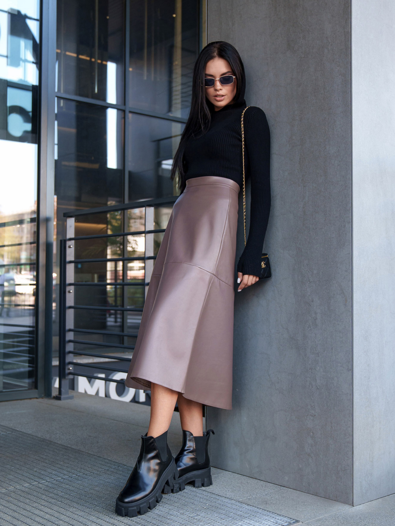 Юбка миди Jadone Fashion модель Spidnica_Arna_mokko Фото