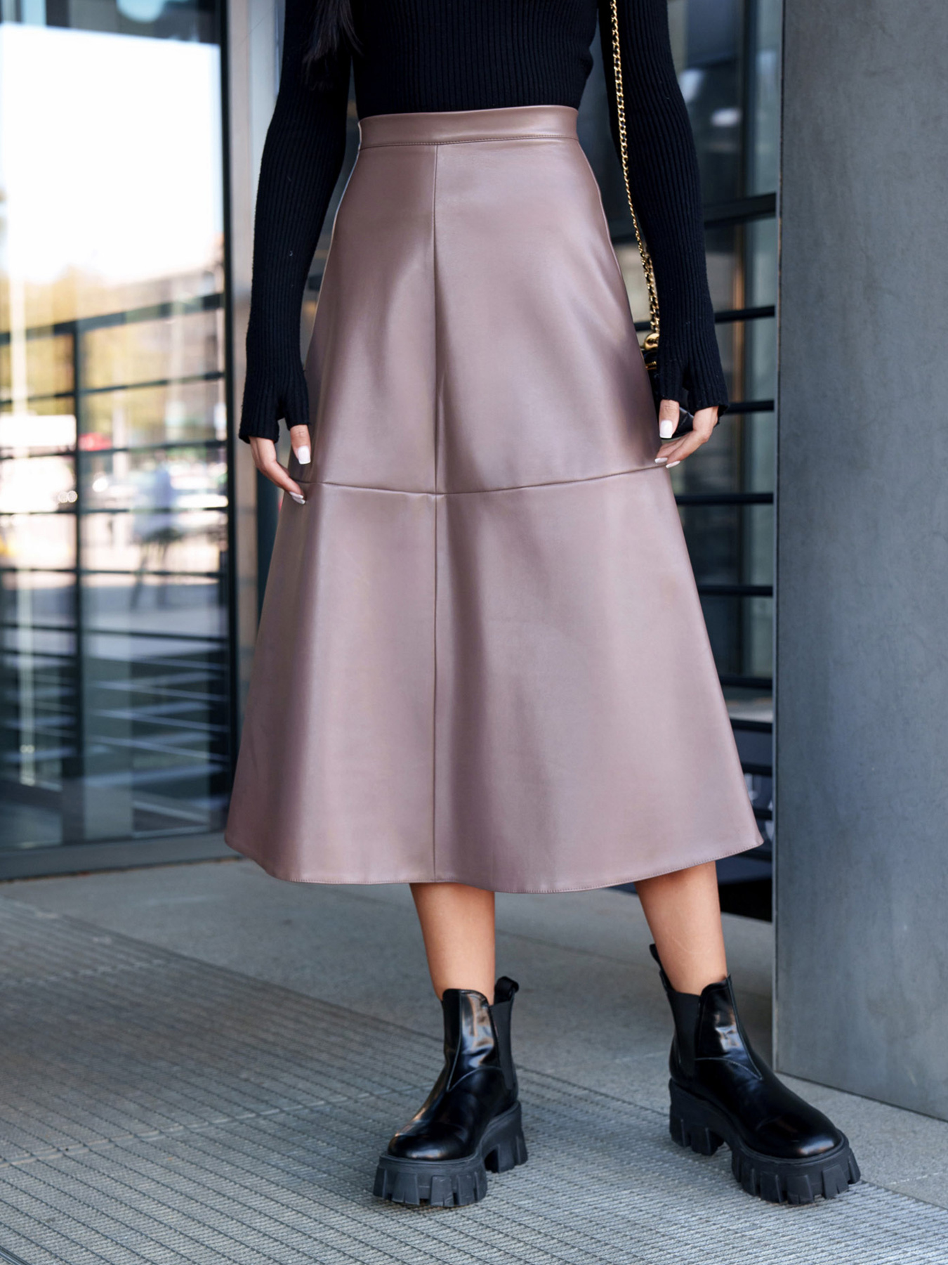 Юбка миди Jadone Fashion модель Spidnica_Arna_mokko Фото