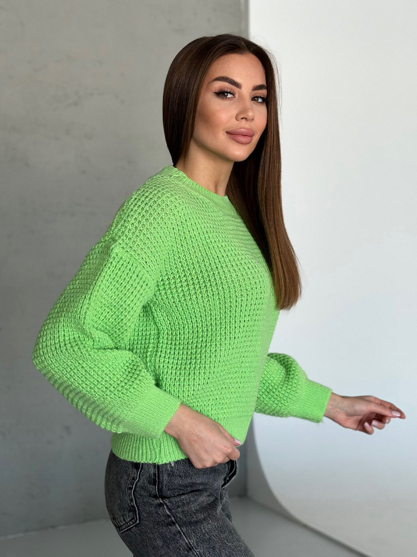 Джемпер ISSA Plus модель WN20-560_салатовый Фото