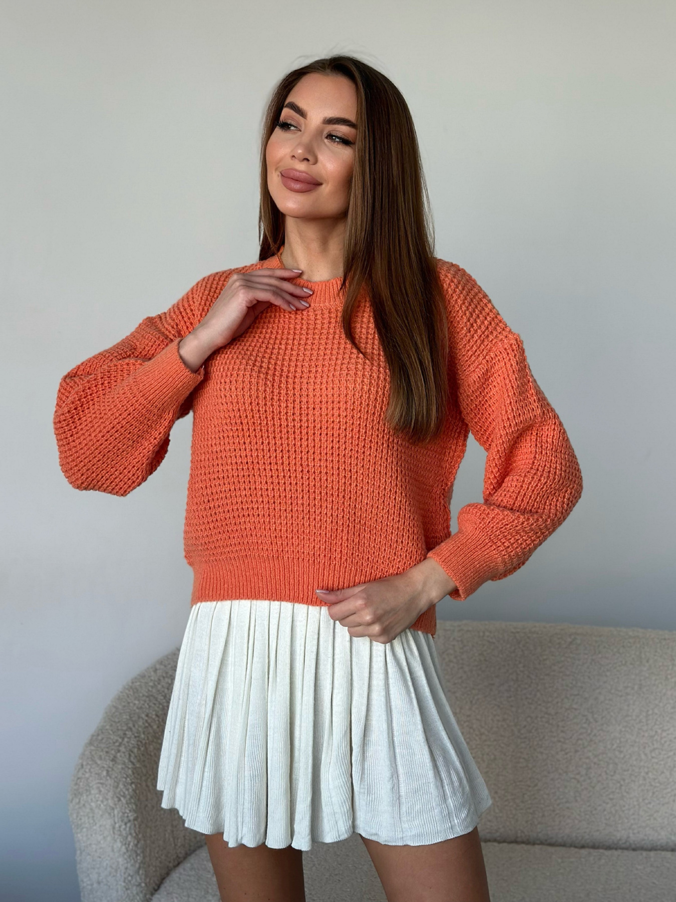 Джемпер ISSA Plus модель WN20-560_коралловый Фото