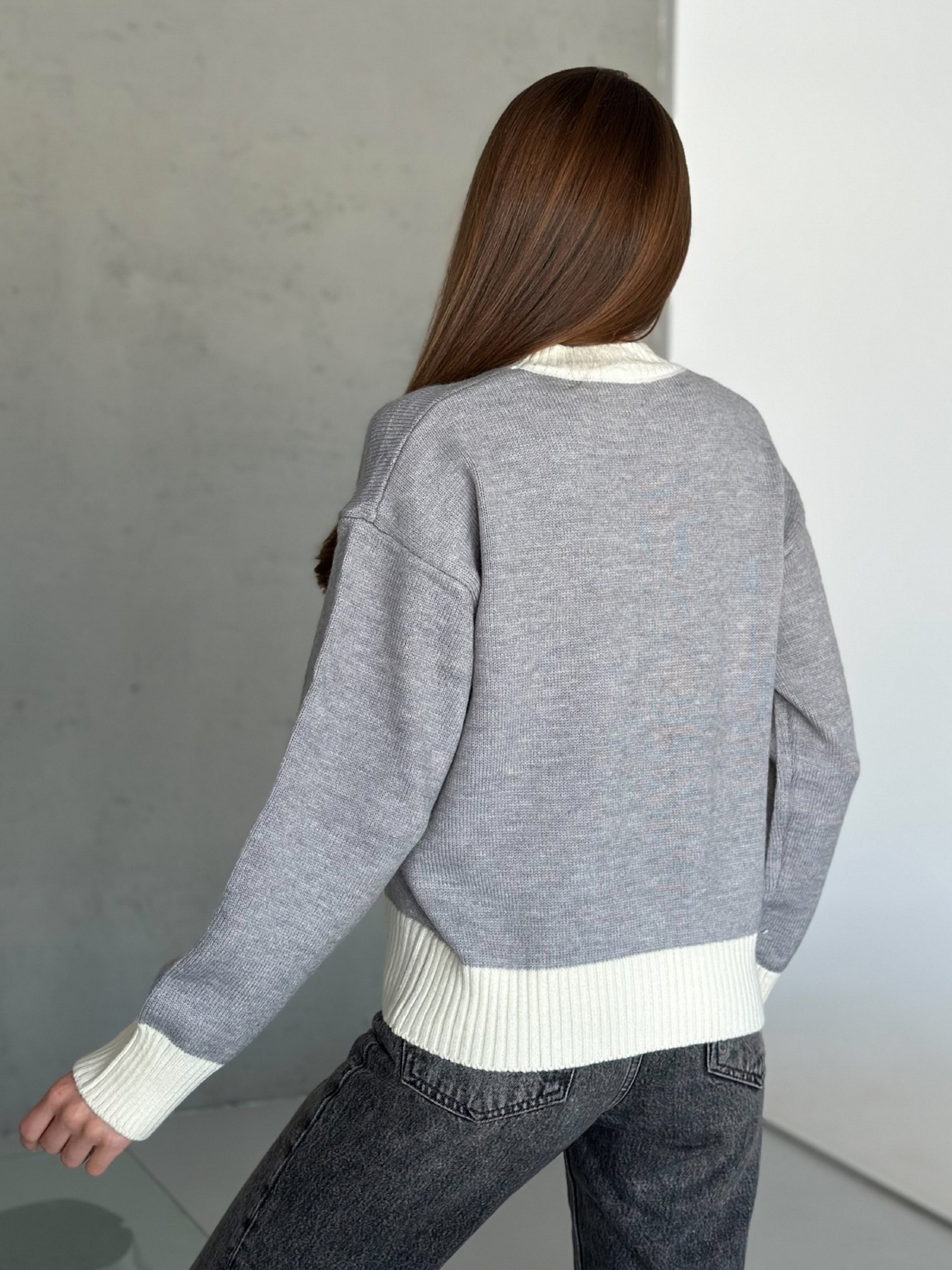 Джемпер ISSA Plus модель WN20-561_серый Фото