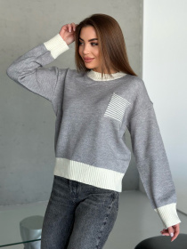 Джемпер ISSA Plus модель WN20-561_серый Фото