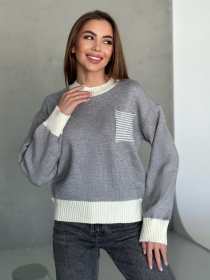 Джемпер ISSA Plus модель WN20-561_серый Фото