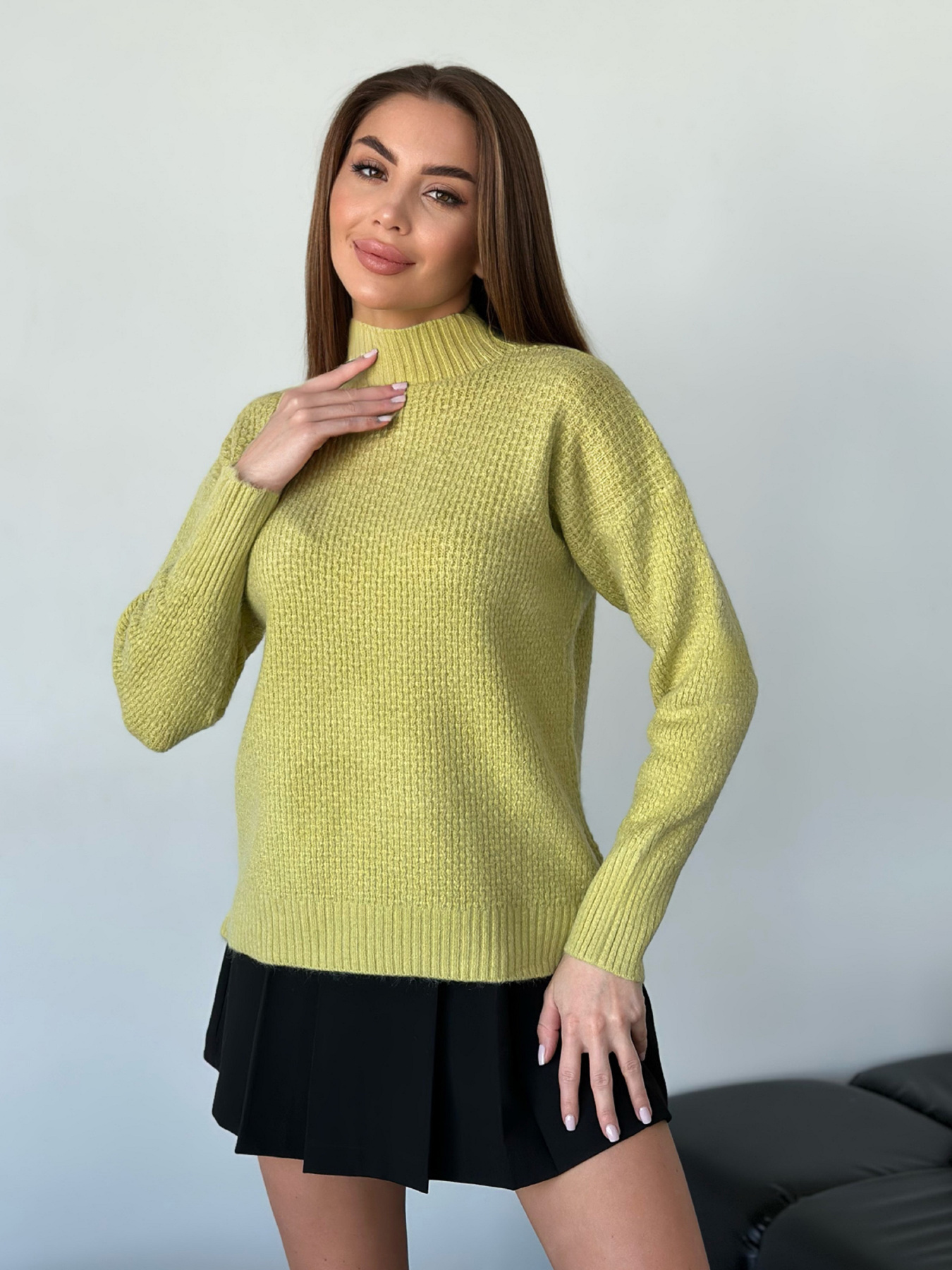 Свитер ISSA Plus модель WN20-562_оливковый Фото