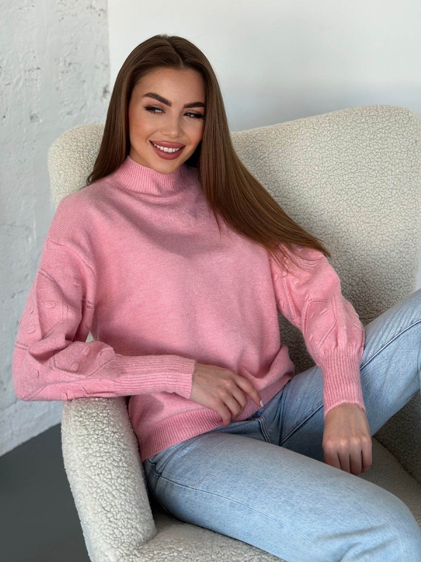 Свитер ISSA Plus модель WN20-563_розовый Фото