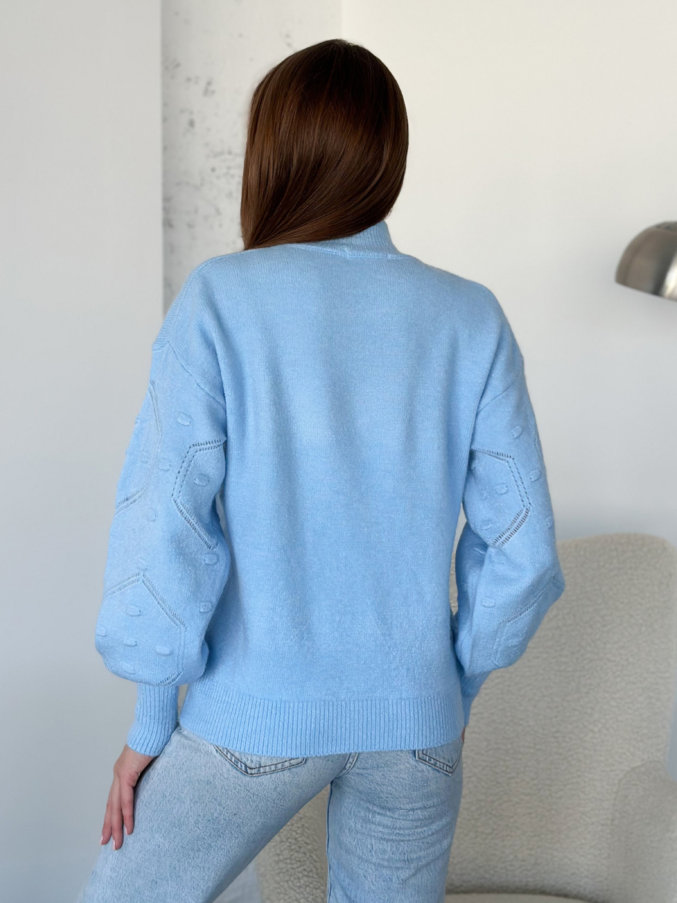 Свитер ISSA Plus модель WN20-563_голубой Фото