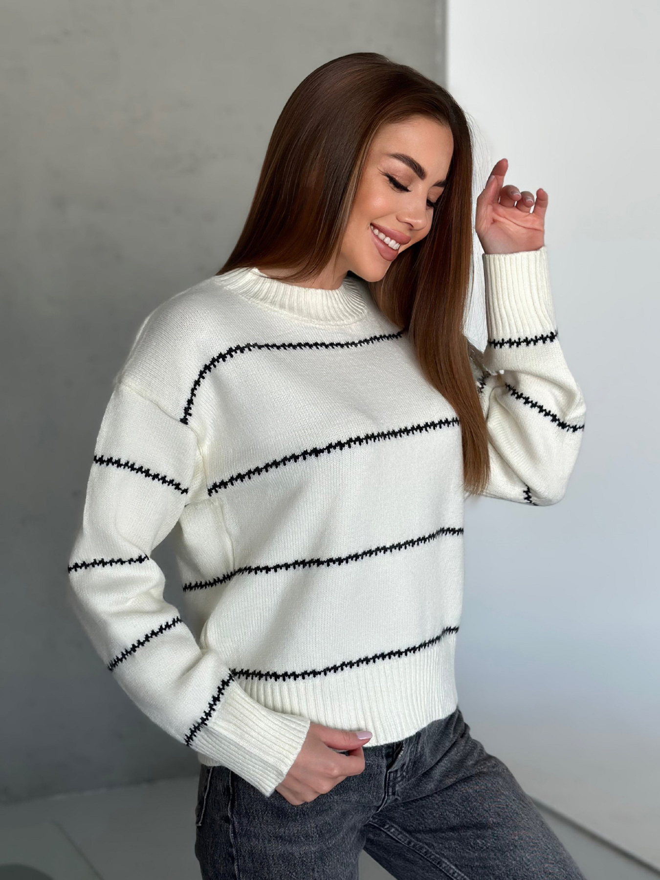 Джемпер ISSA Plus модель WN20-564_молочный Фото