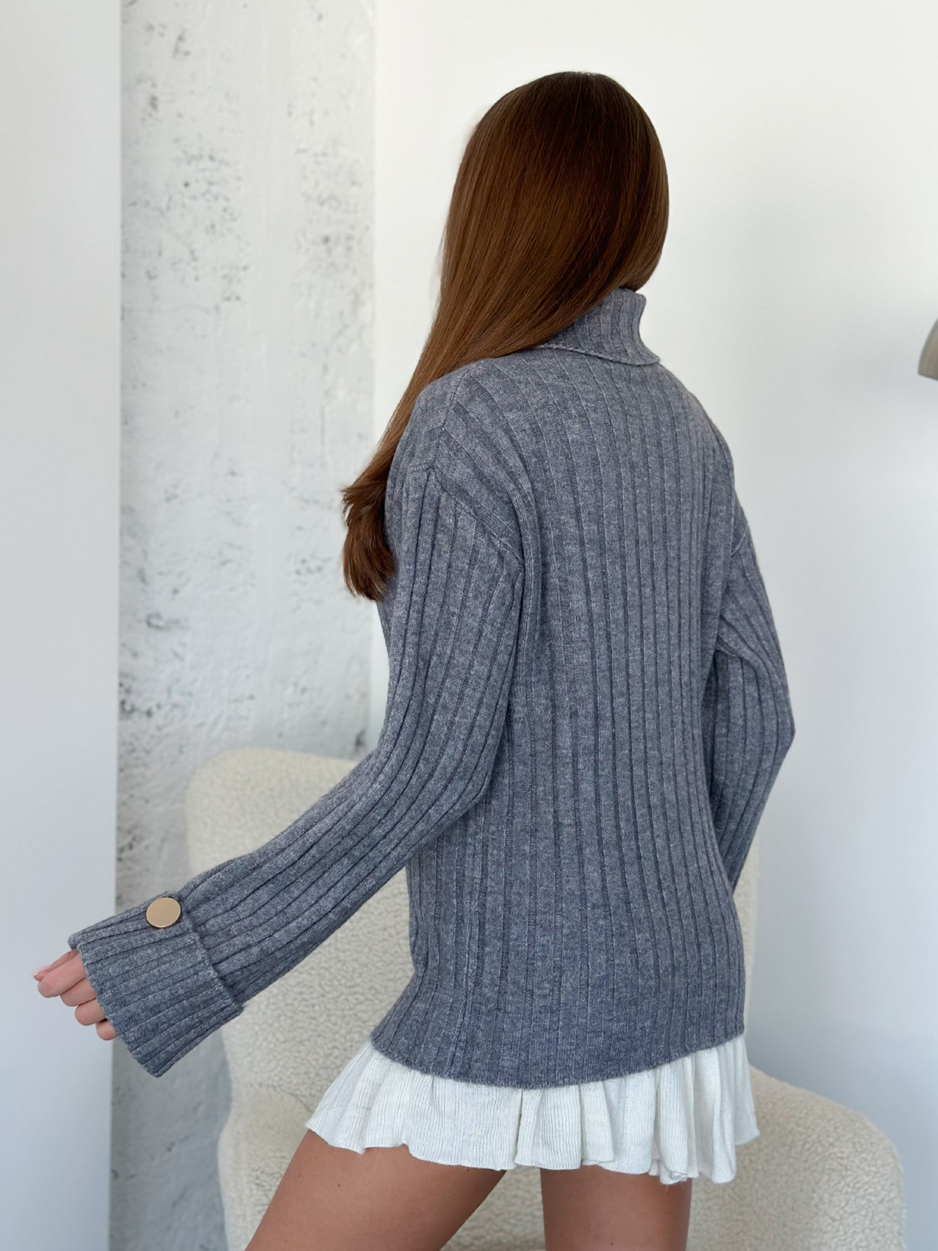 Свитер ISSA Plus модель WN20-565_серый Фото