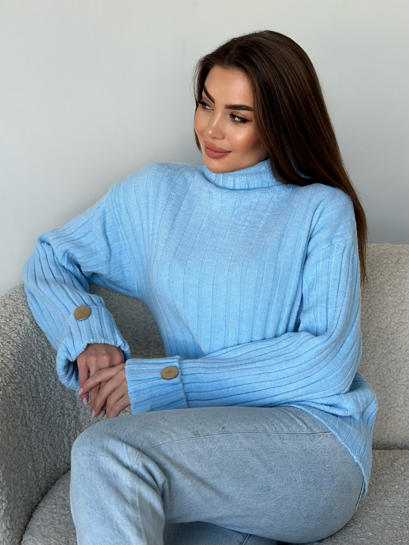 Светр ISSA Plus модель WN20-565_голубой Фото