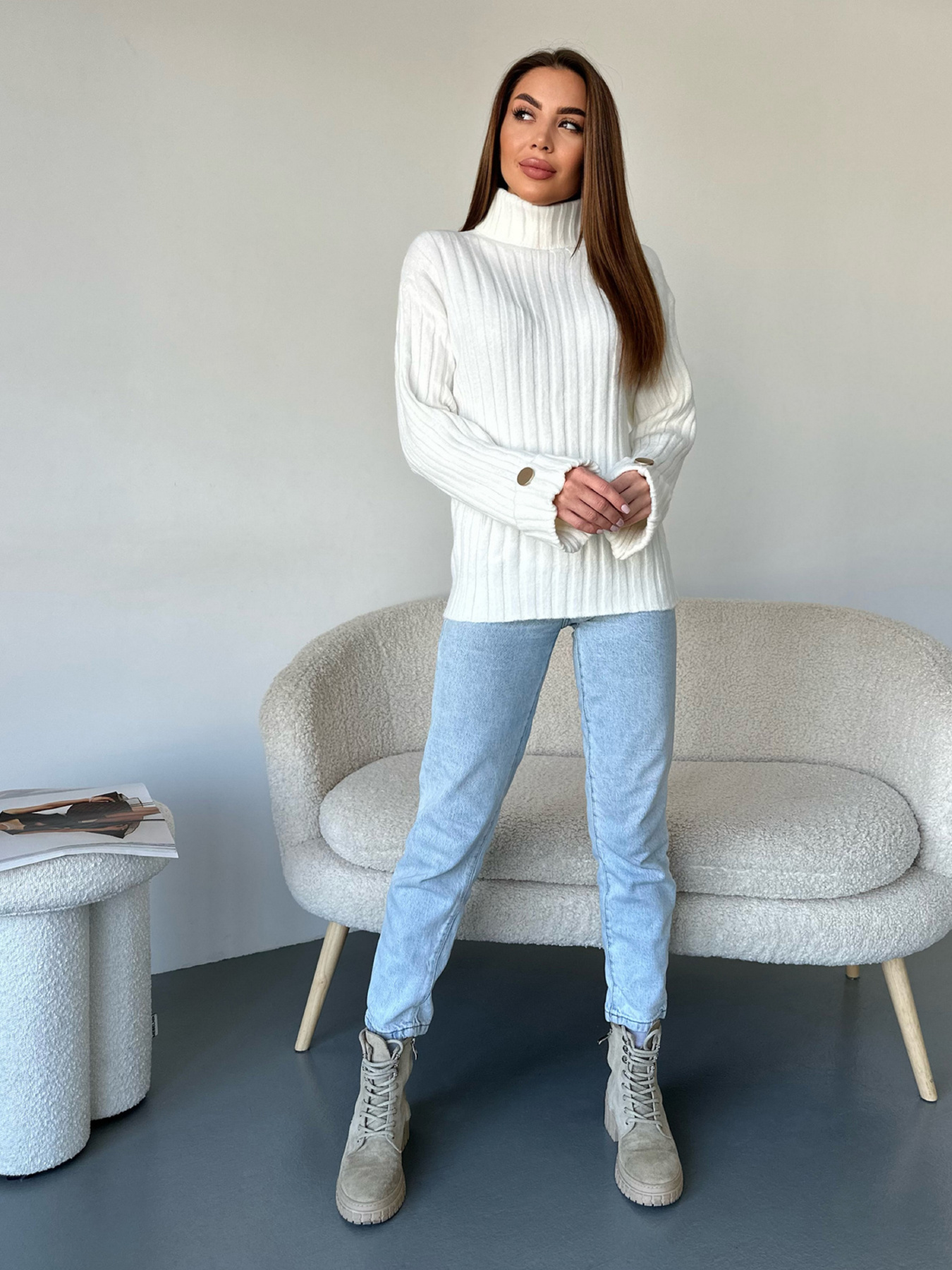 Свитер ISSA Plus модель WN20-565_белый Фото