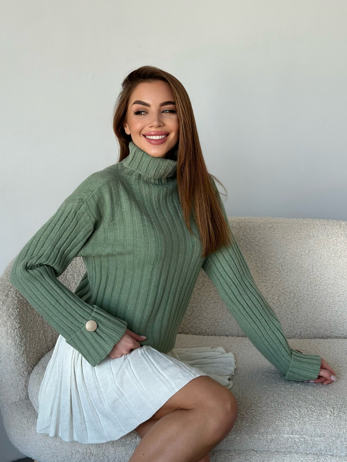 Свитер ISSA Plus модель WN20-565_хаки Фото