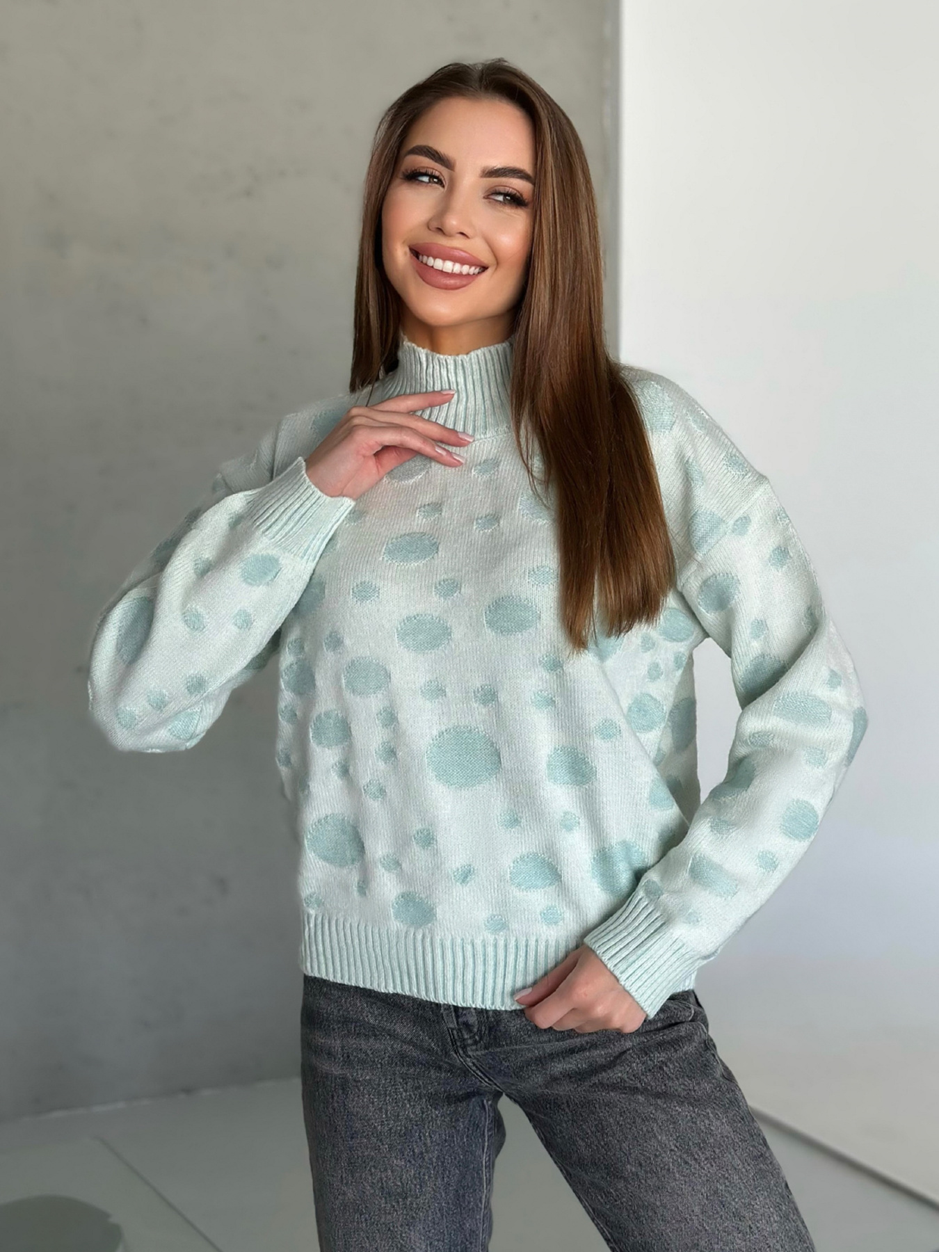 Светр ISSA Plus модель WN20-566_голубой Фото