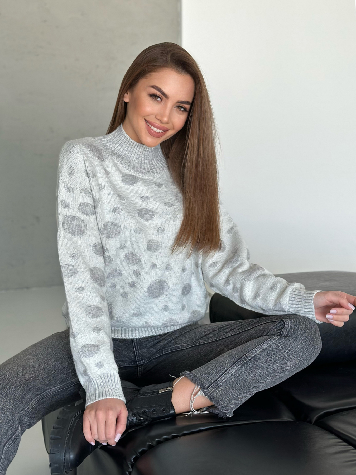 Свитер ISSA Plus модель WN20-566_серый Фото