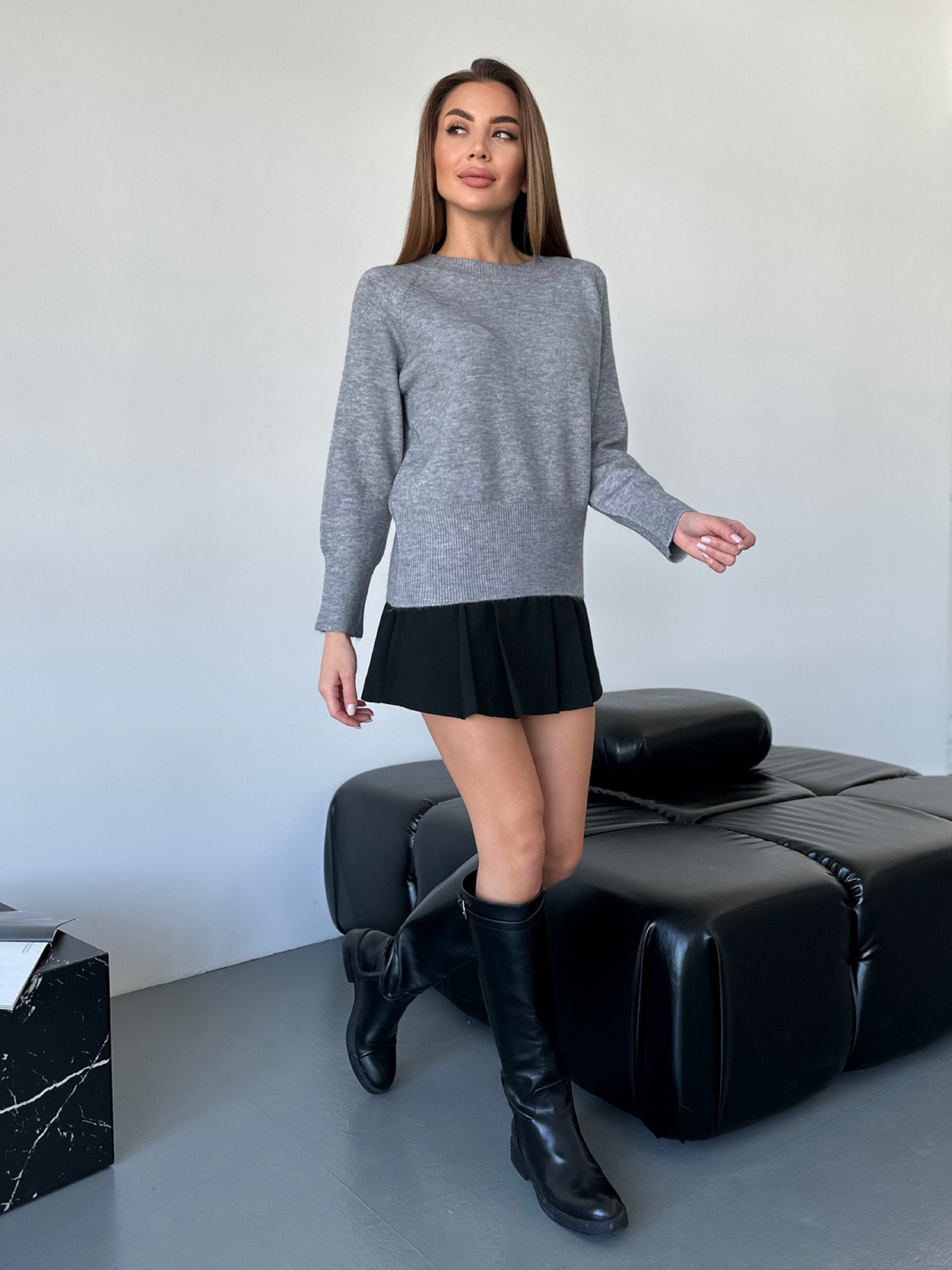 Джемпер ISSA Plus модель WN20-567_темно-серый Фото