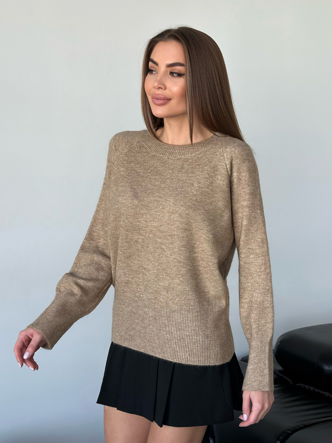 Джемпер ISSA Plus модель WN20-567_коричневый Фото