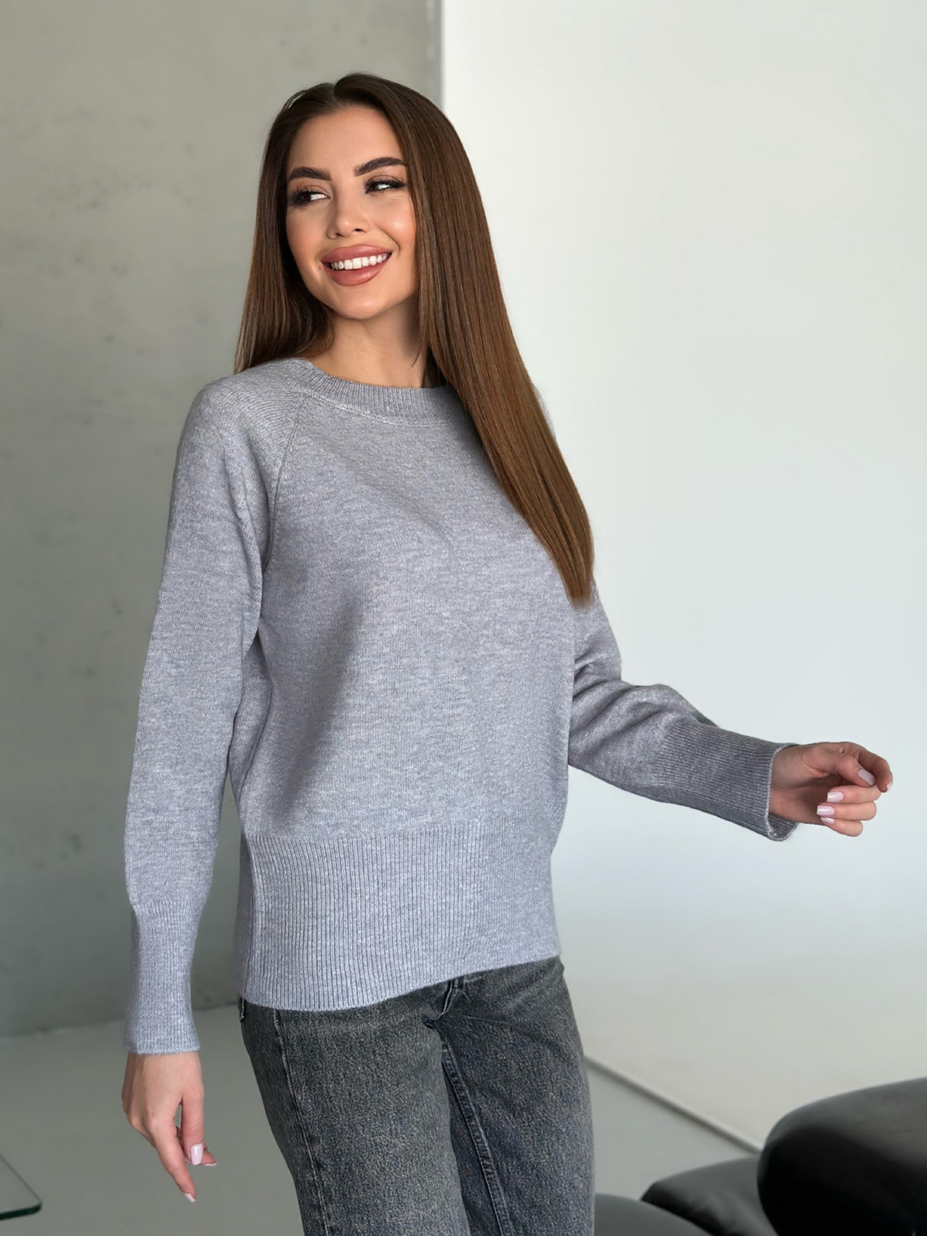 Джемпер ISSA Plus модель WN20-567_серый Фото