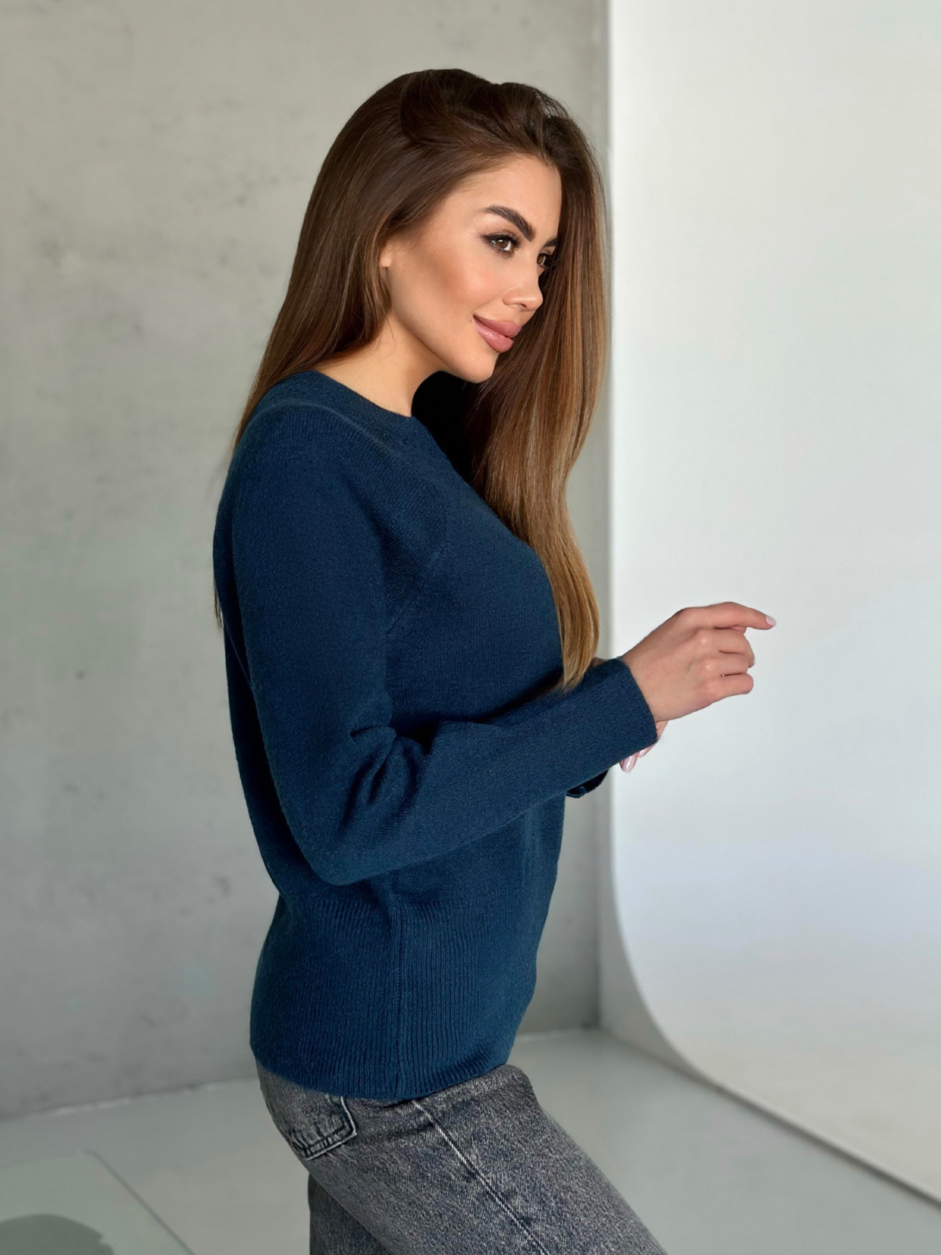 Джемпер ISSA Plus модель WN20-567_темно-синий Фото