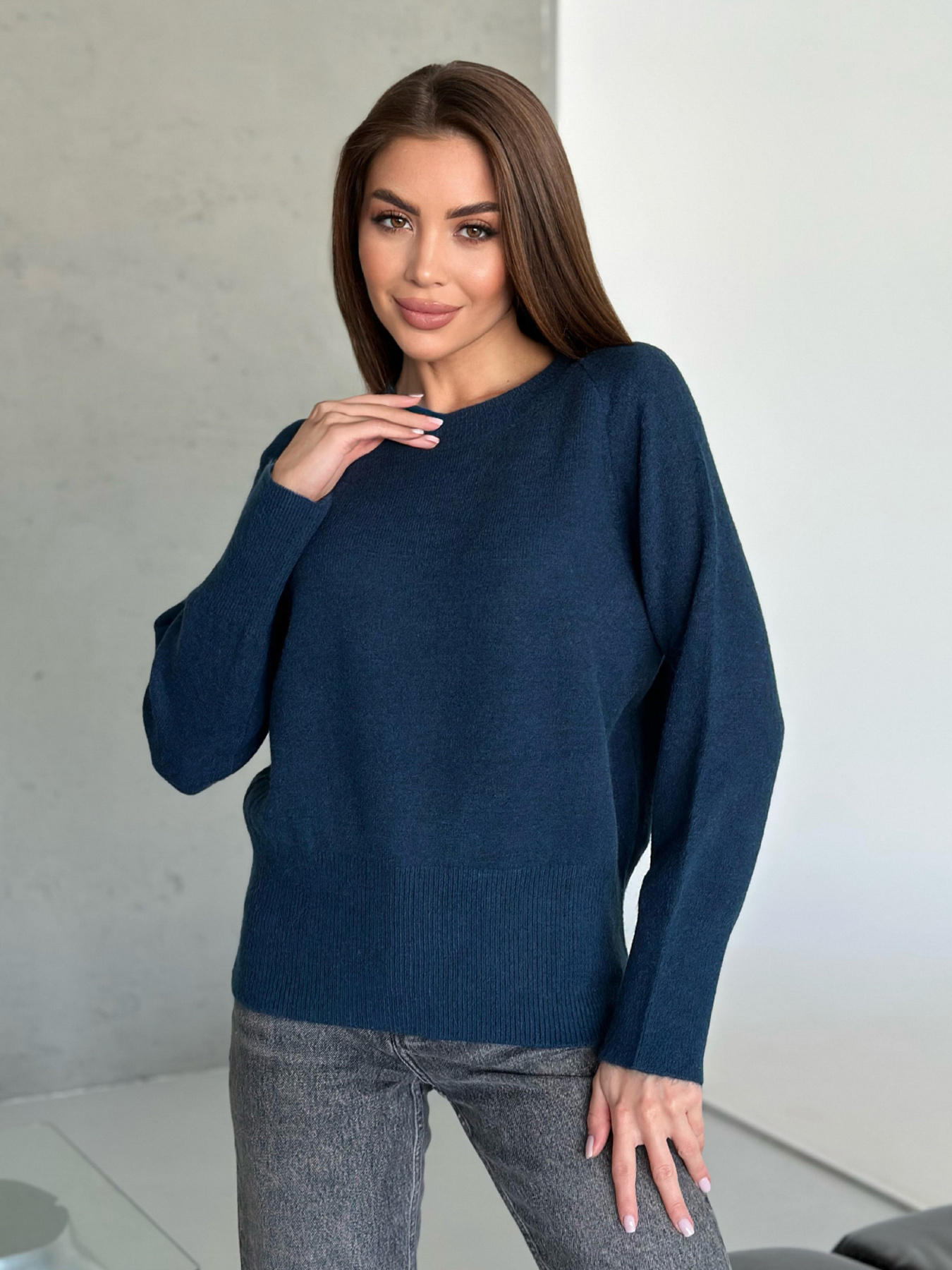 Джемпер ISSA Plus модель WN20-567_темно-синий Фото