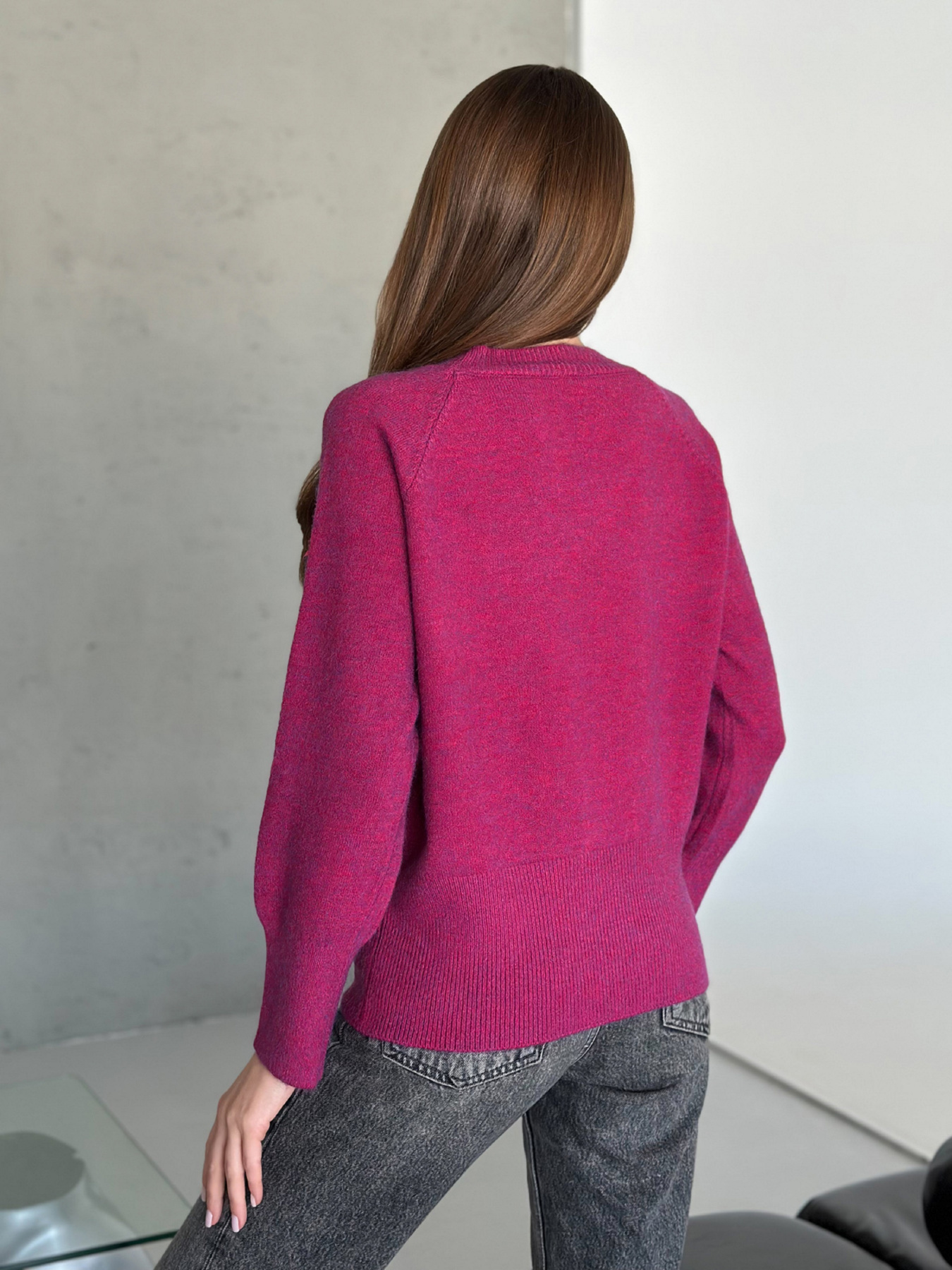 Джемпер ISSA Plus модель WN20-567_малиновый Фото