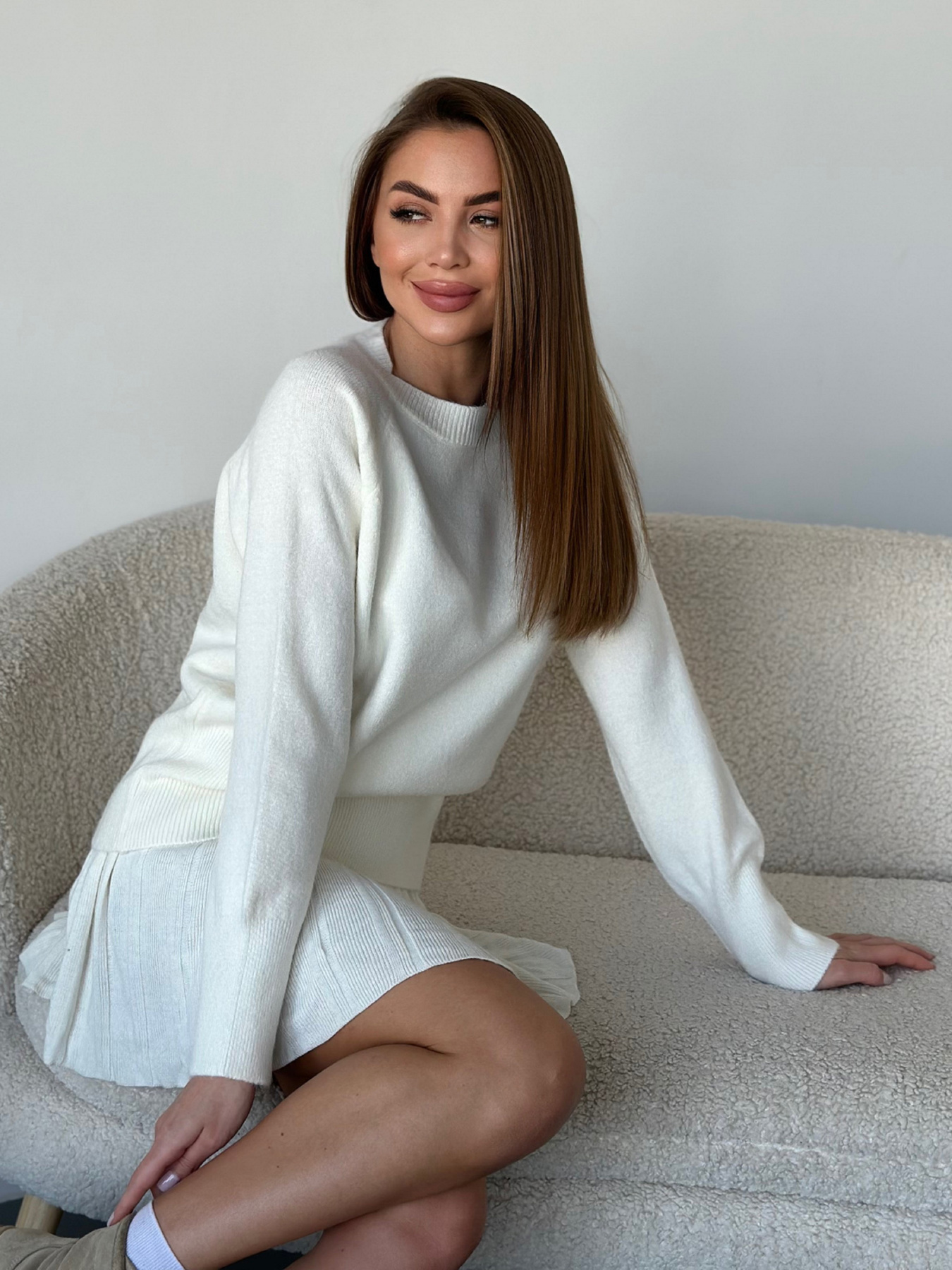 Джемпер ISSA Plus модель WN20-567_молочный Фото