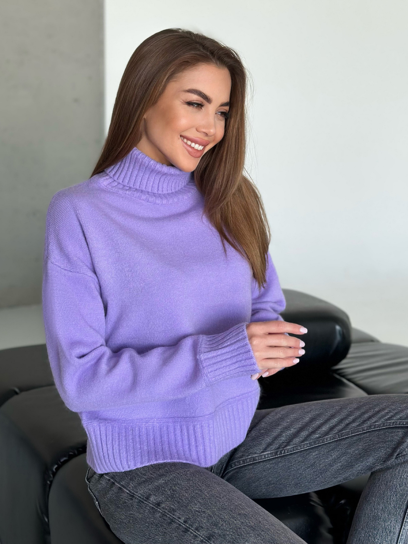 Светр ISSA Plus модель WN20-568_сиреневый Фото