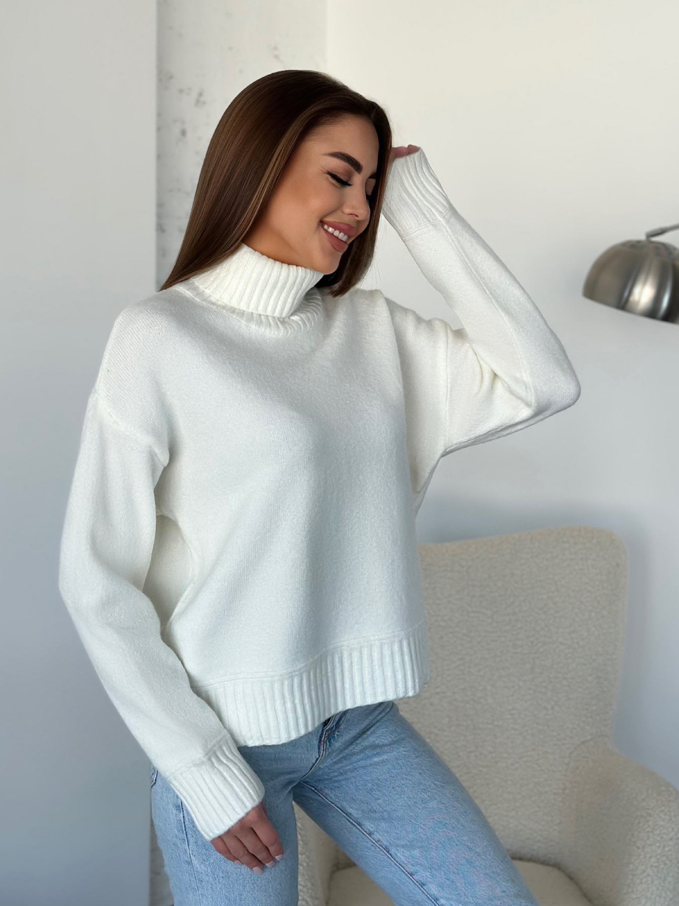 Свитер ISSA Plus модель WN20-568_молочный Фото