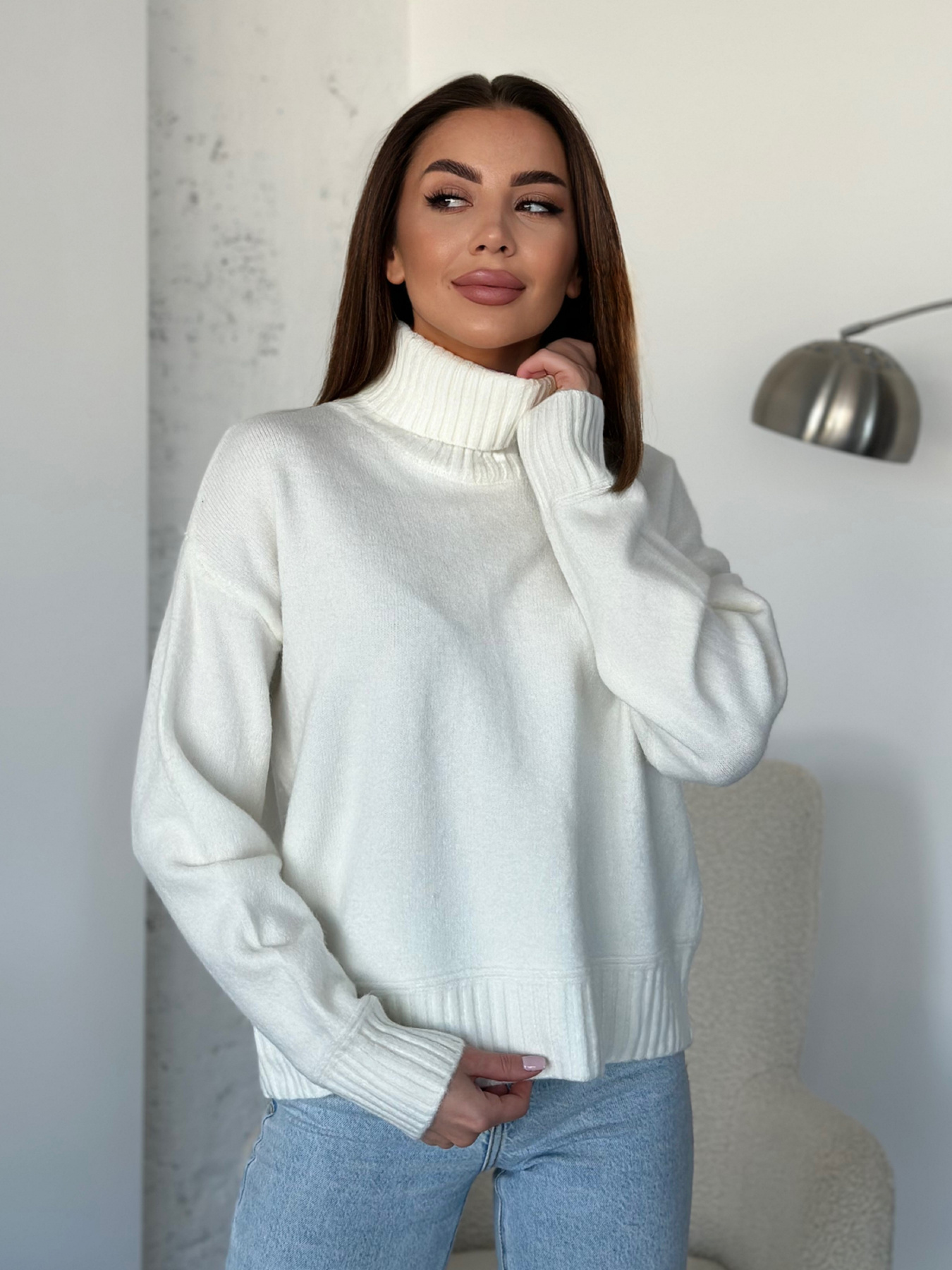 Свитер ISSA Plus модель WN20-568_молочный Фото