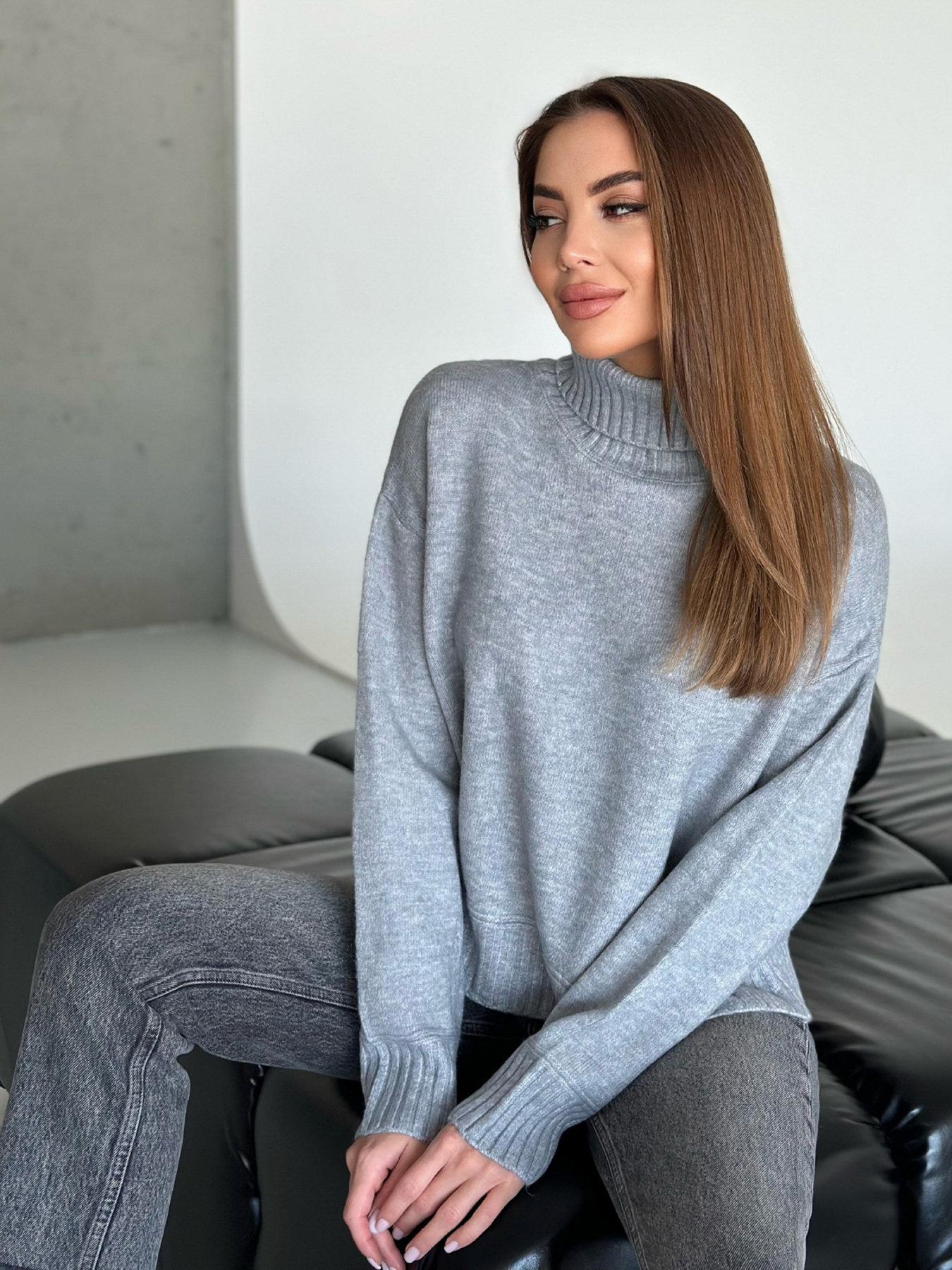 Свитер ISSA Plus модель WN20-568_серый Фото