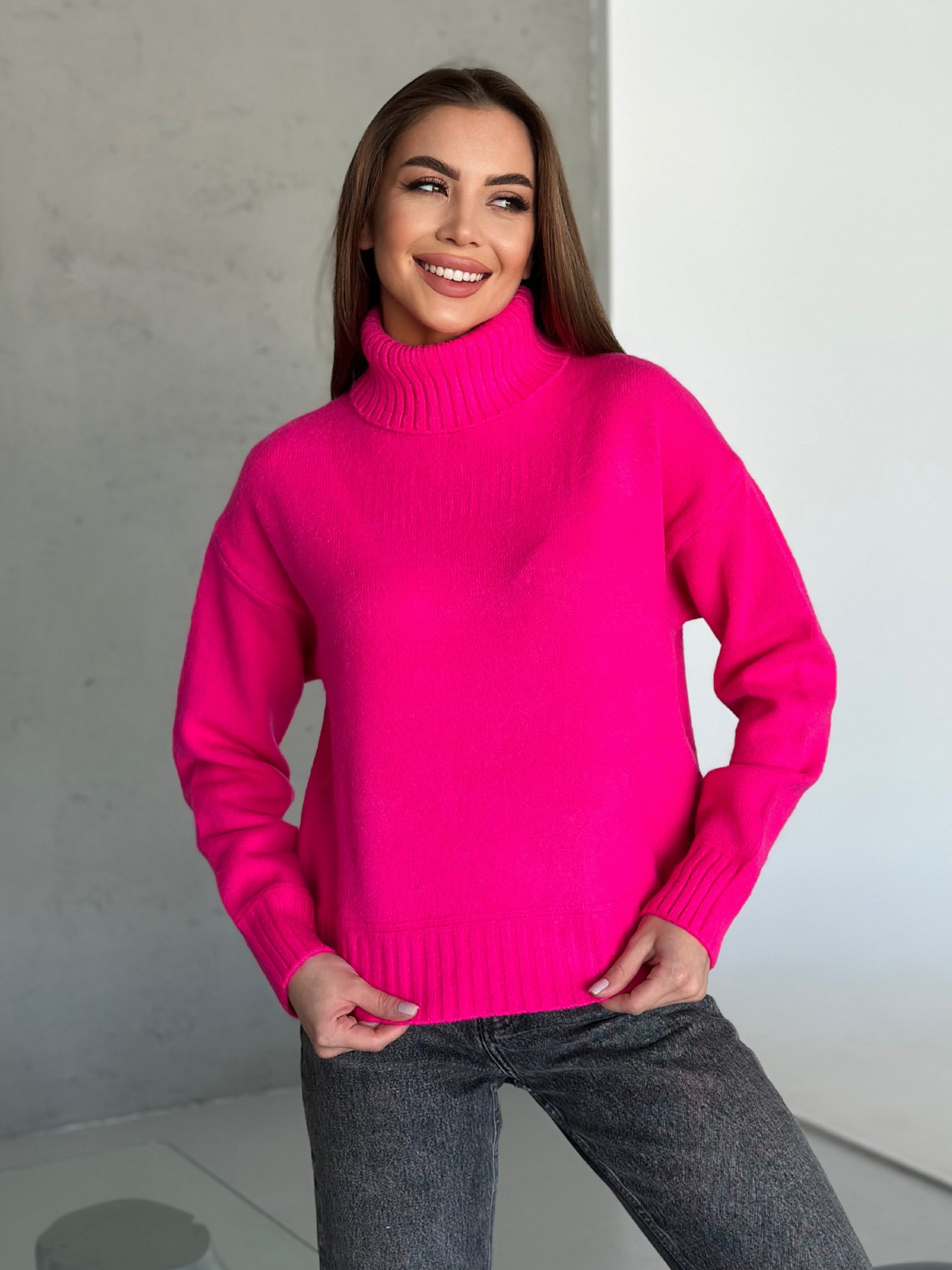 Свитер ISSA Plus модель WN20-568_малиновый Фото