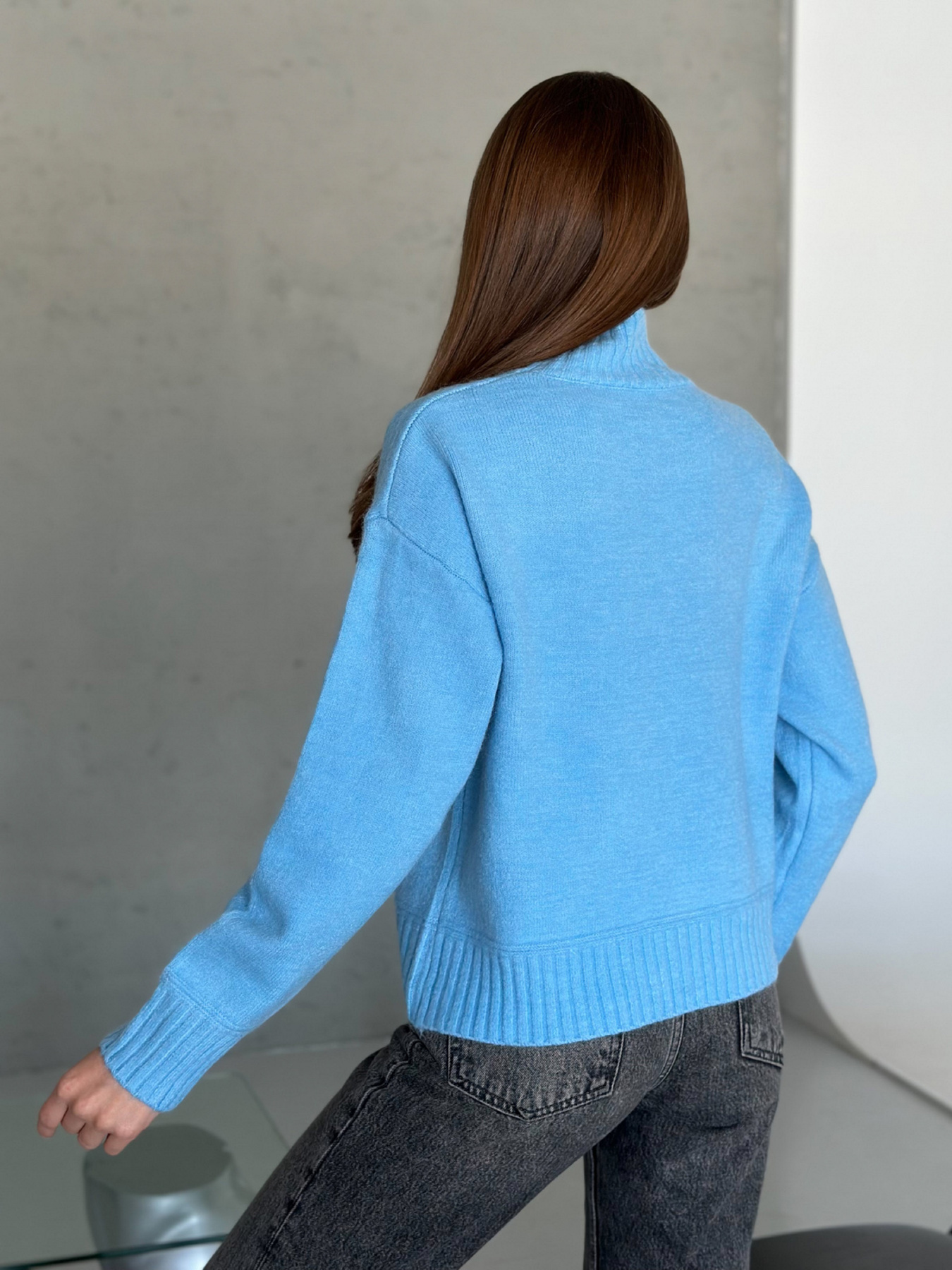 Свитер ISSA Plus модель WN20-569_голубой Свитер ISSA Plus модель WN20-569_голубой Фото