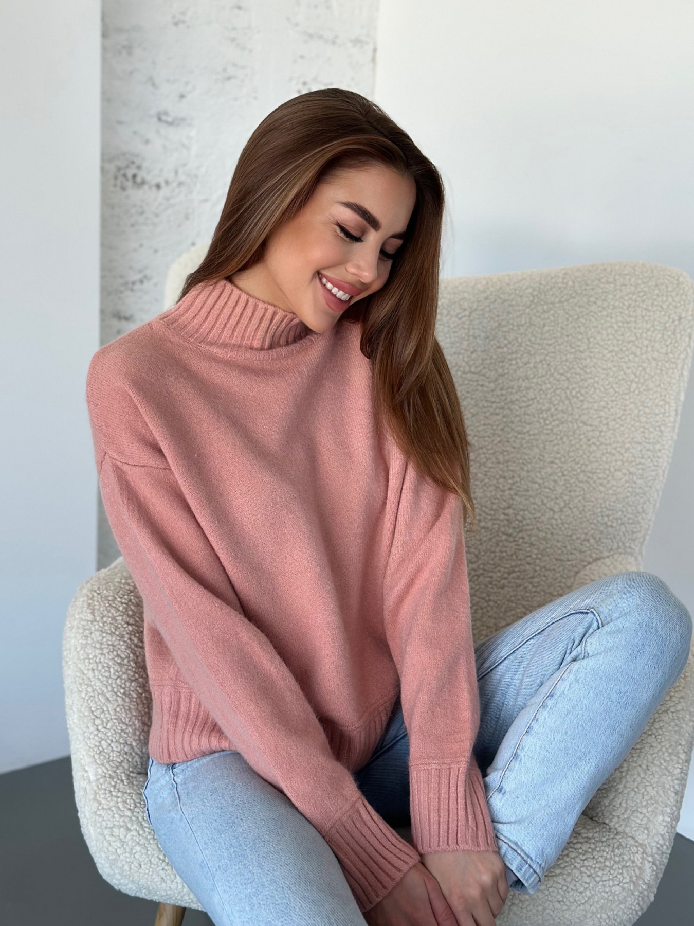 Свитер ISSA Plus модель WN20-569_розовый Фото