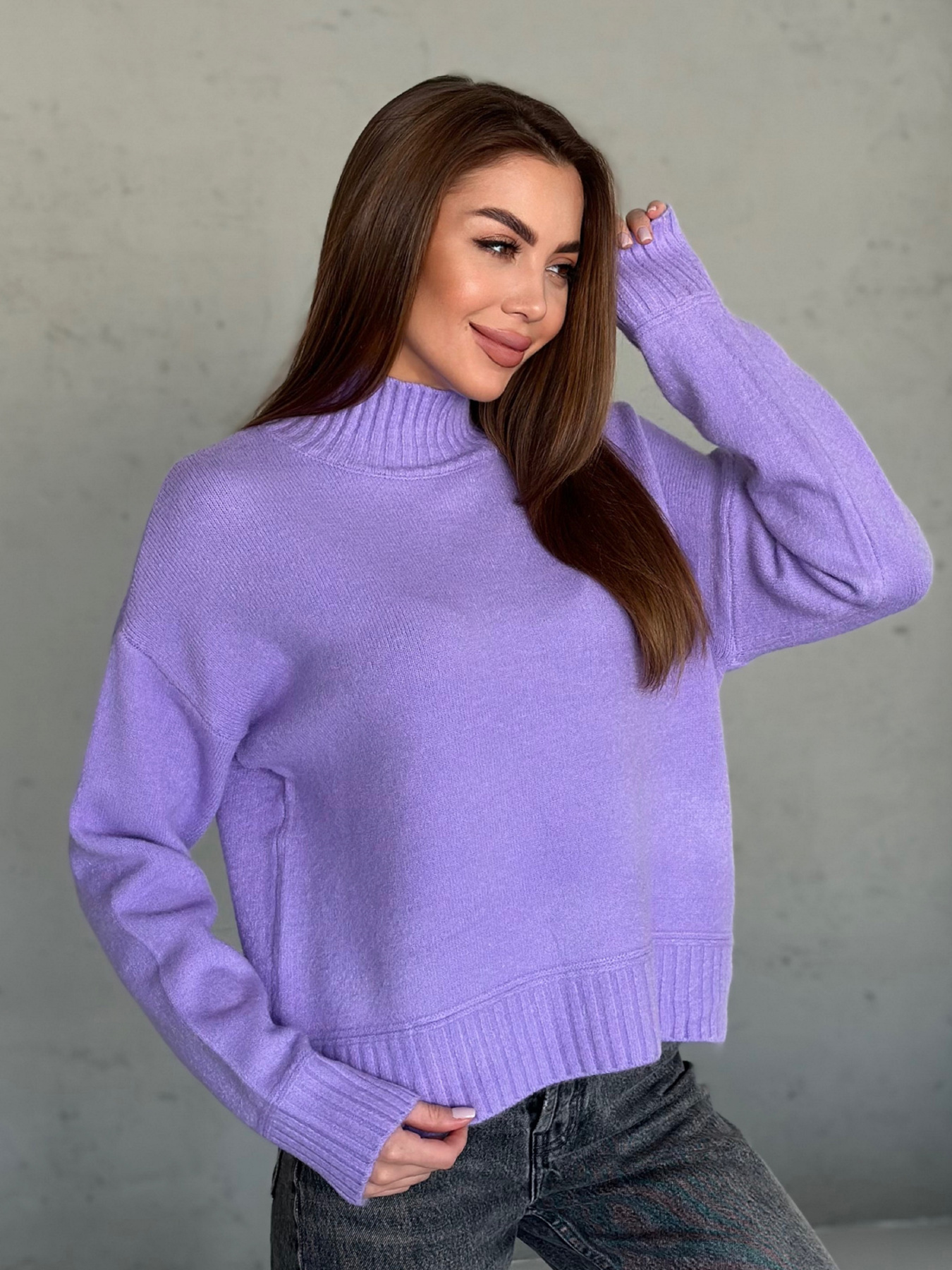 Свитер ISSA Plus модель WN20-569_сиреневый Фото