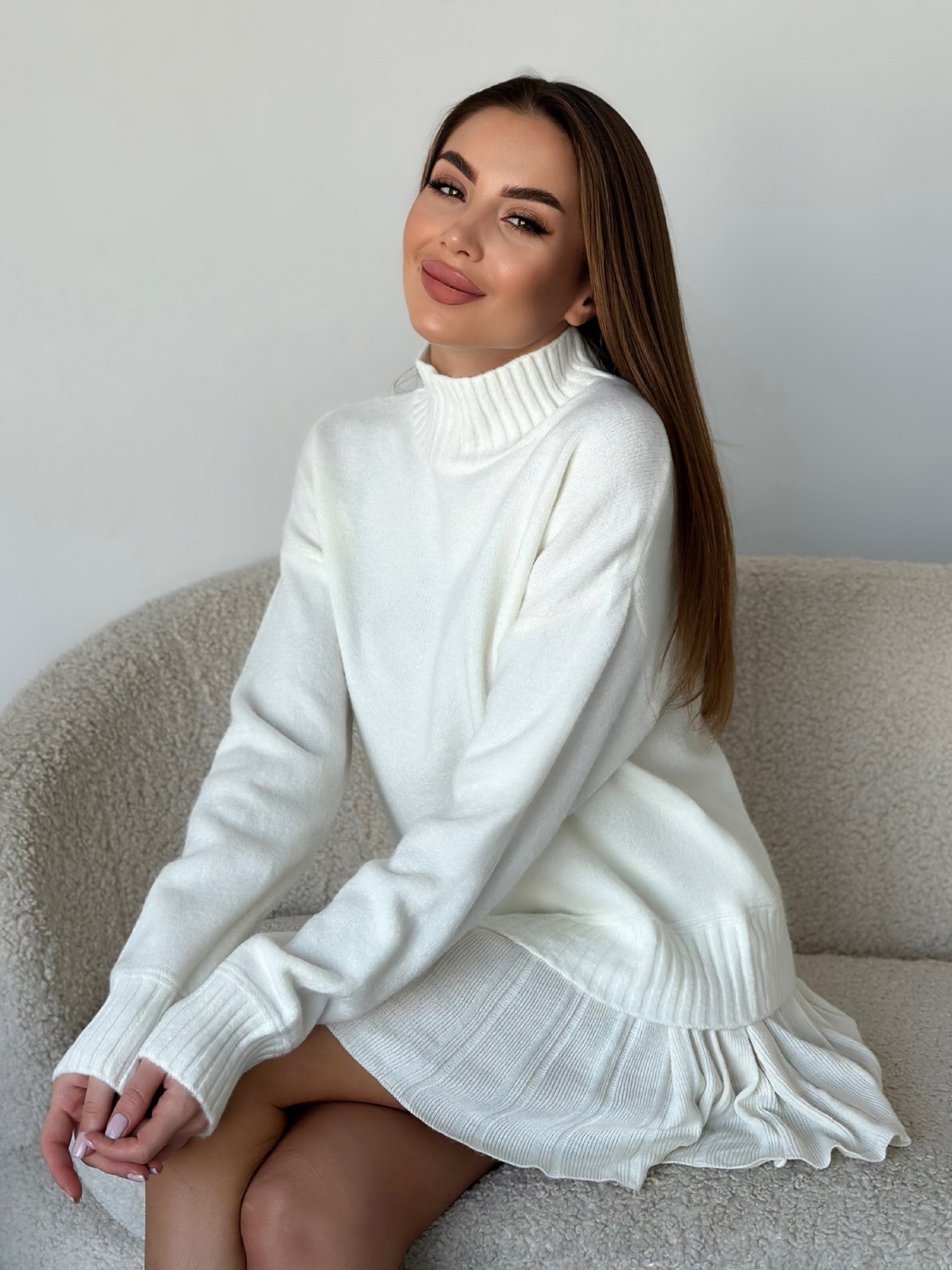 Светр ISSA Plus модель WN20-569_молочный Фото