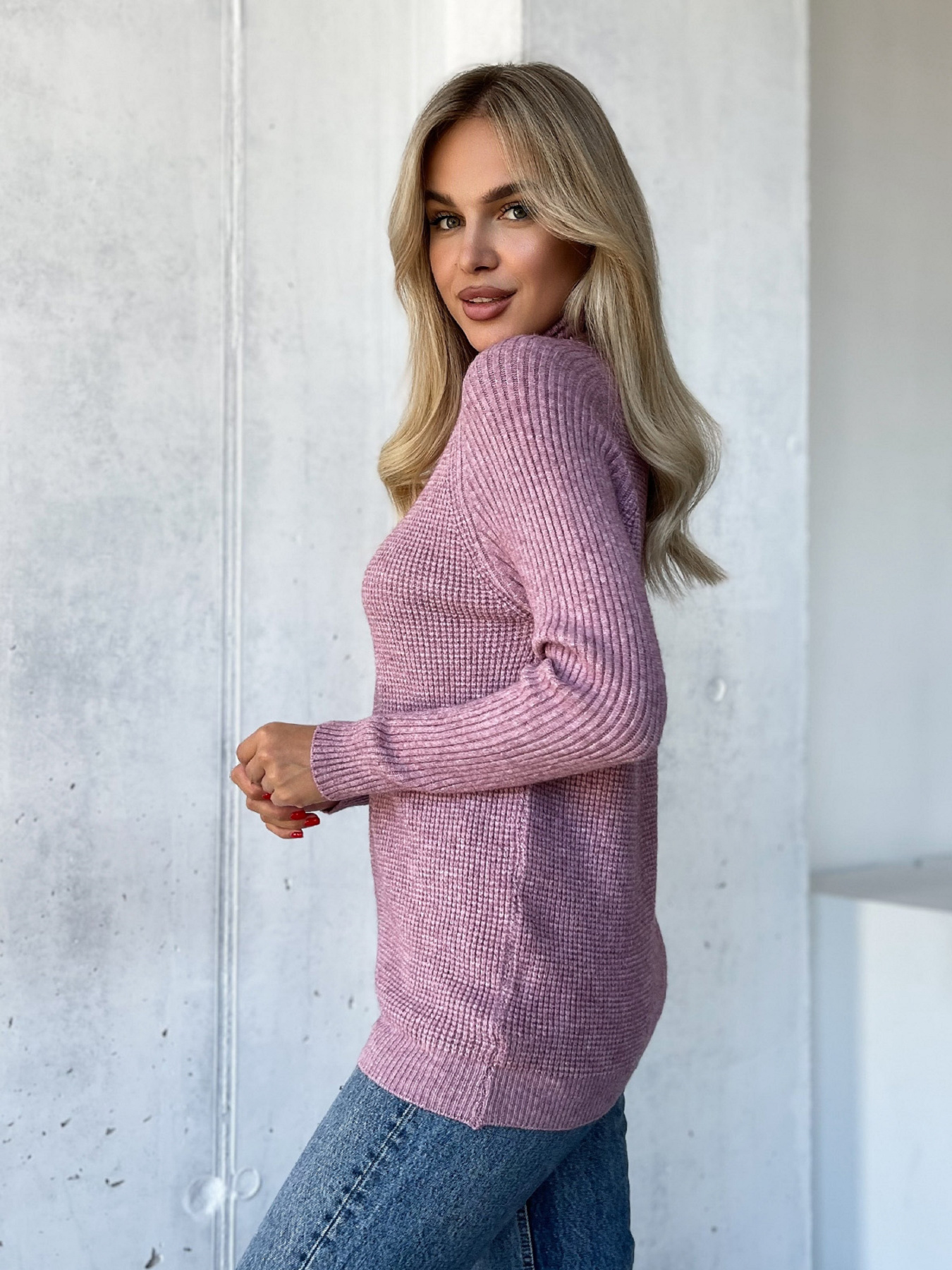 Свитер ISSA Plus модель WN20-573_темно-розовый Фото