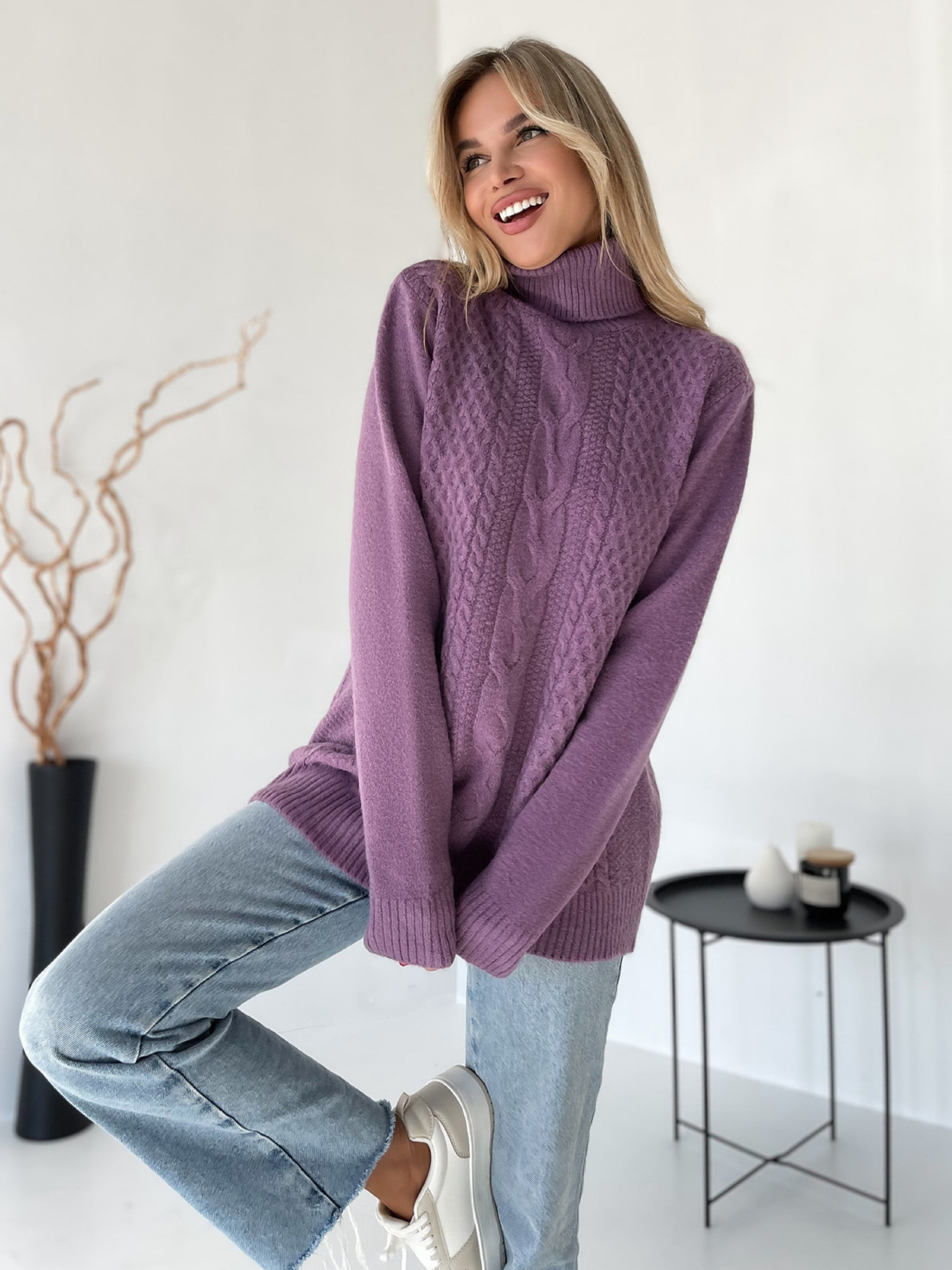 Свитер ISSA Plus модель WN20-574_сиреневый Фото