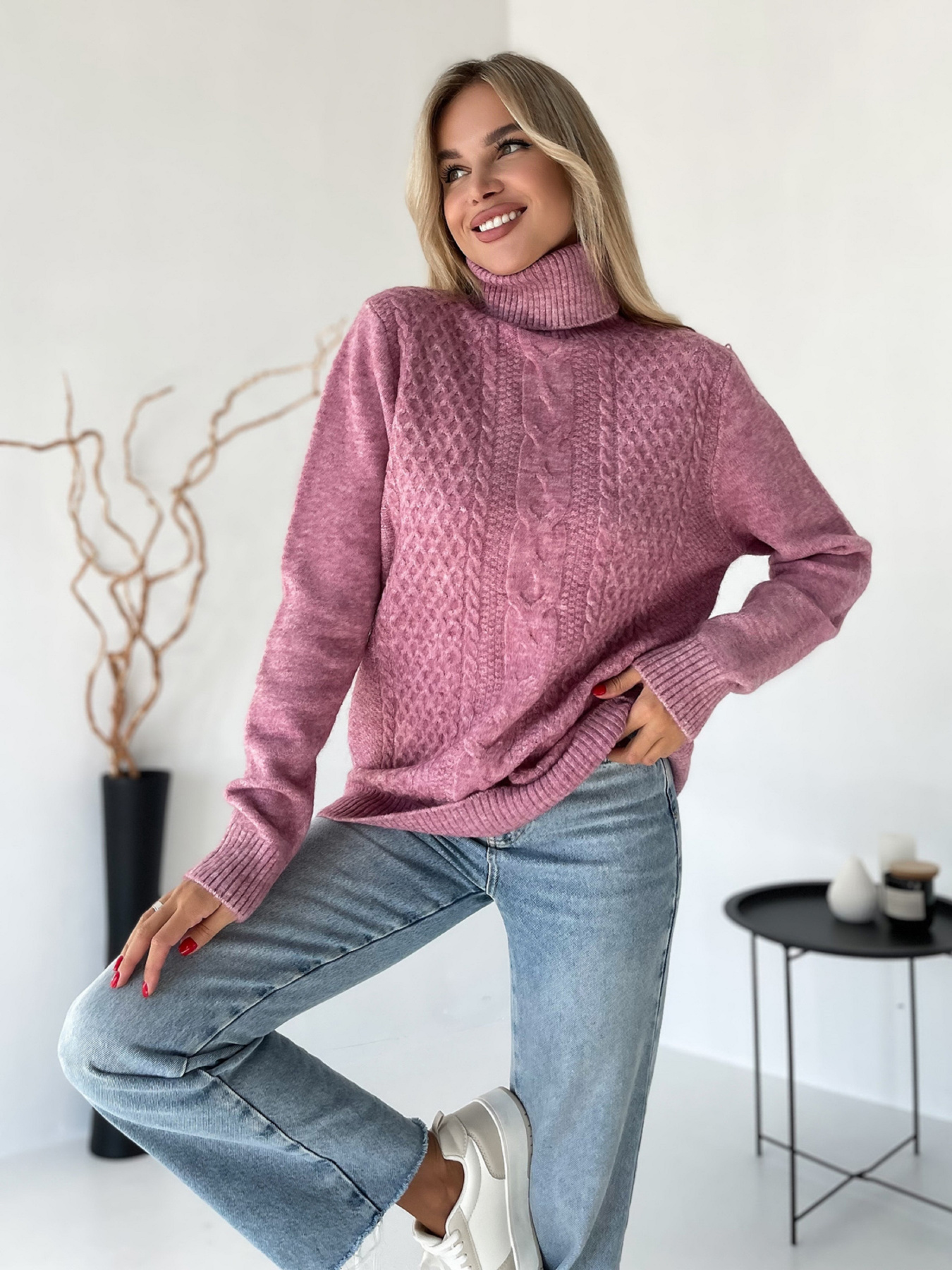 Свитер ISSA Plus модель WN20-574_розовый Фото