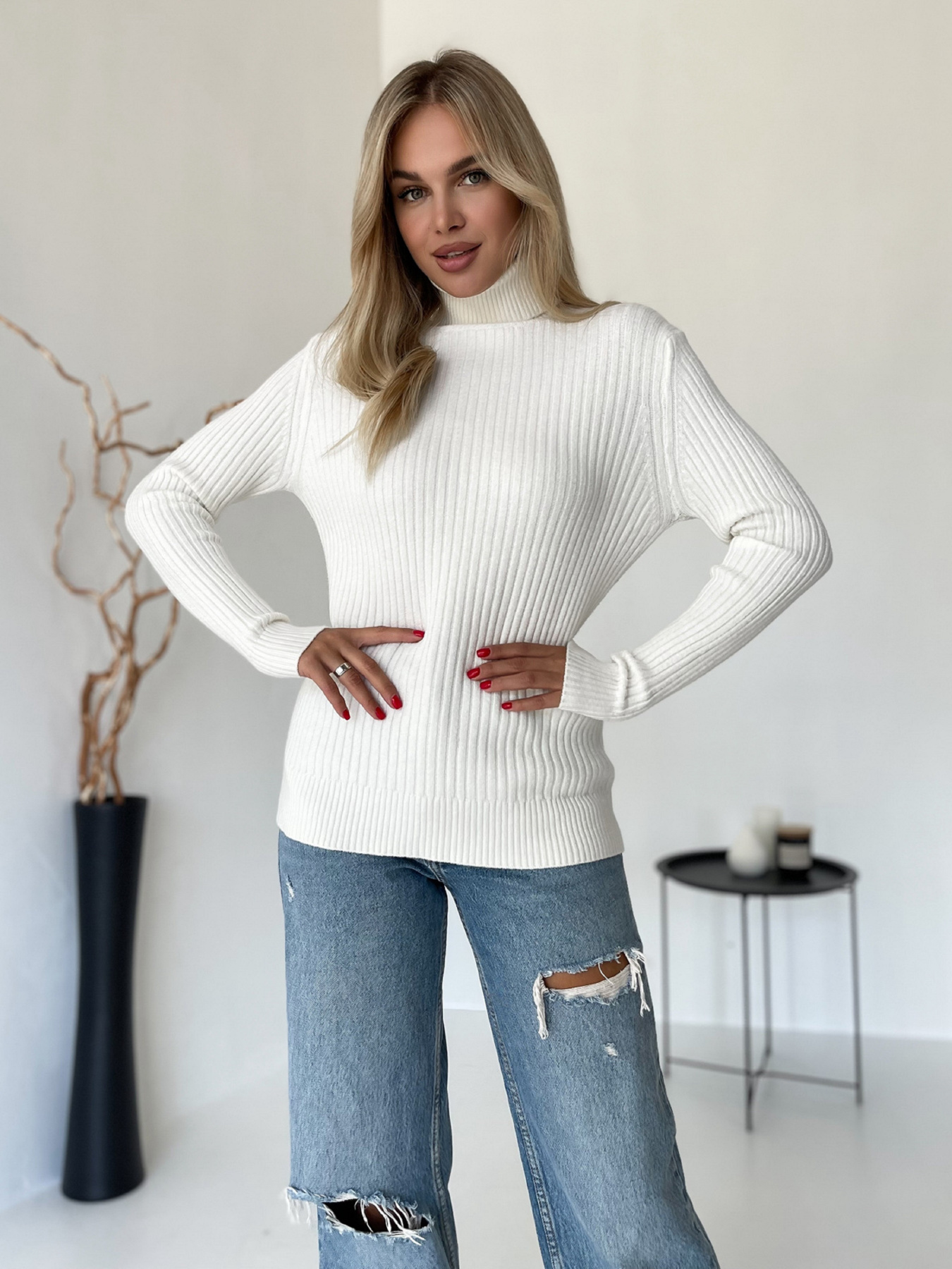 Водолазка ISSA Plus модель WN20-575_молочный Фото