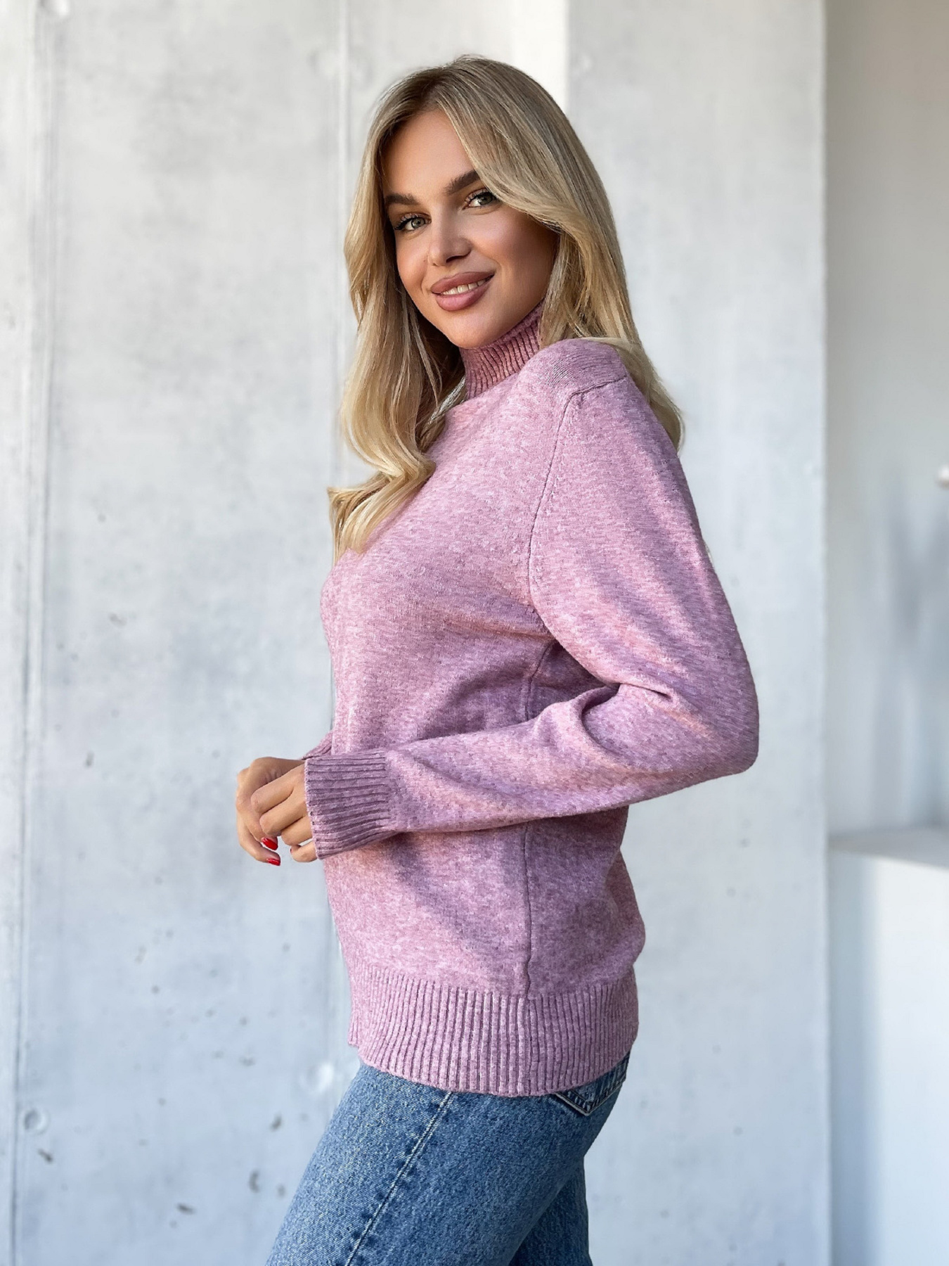 Свитер ISSA Plus модель WN20-579_сиреневый Фото