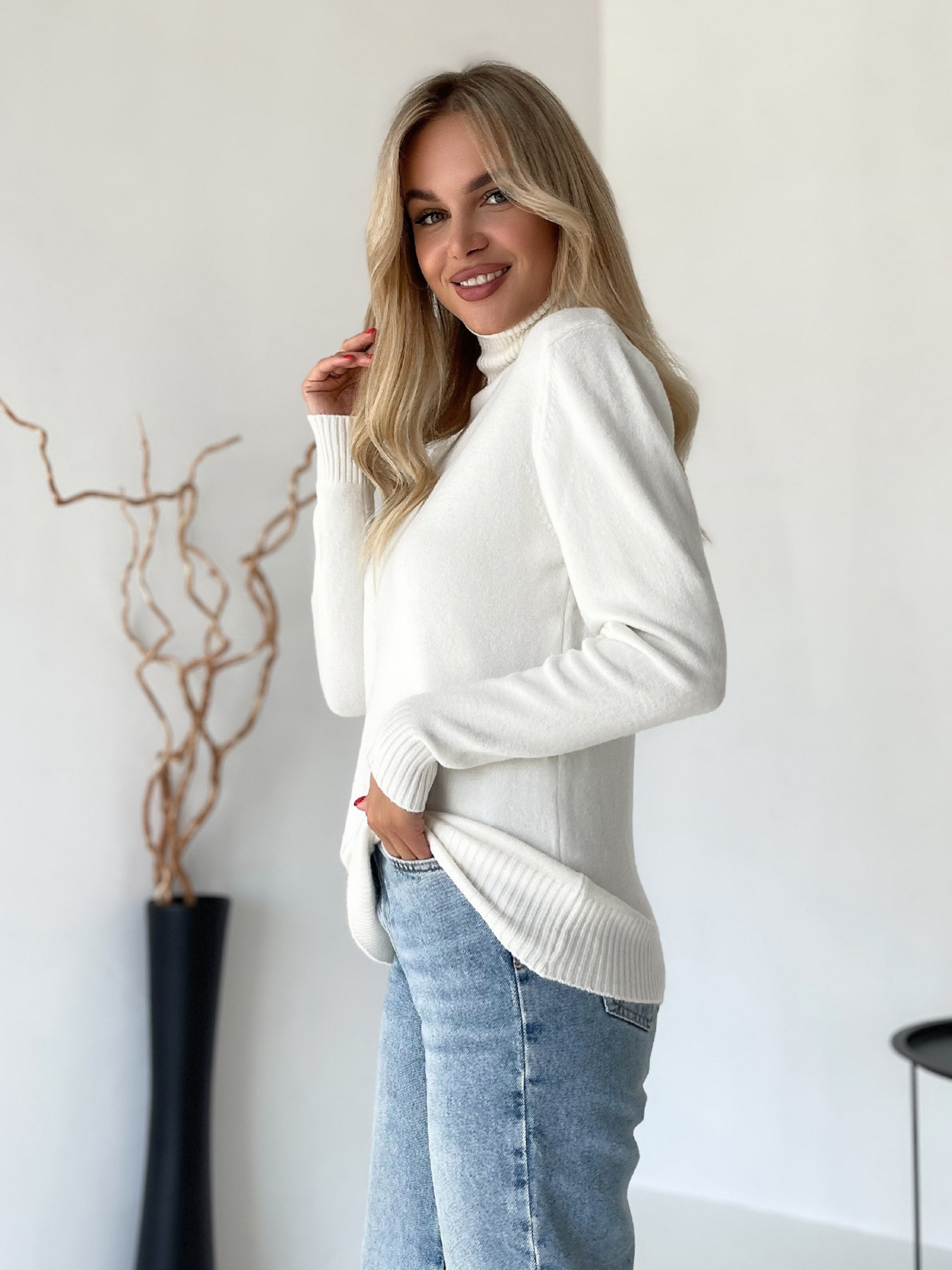 Свитер ISSA Plus модель WN20-579_молочный Фото