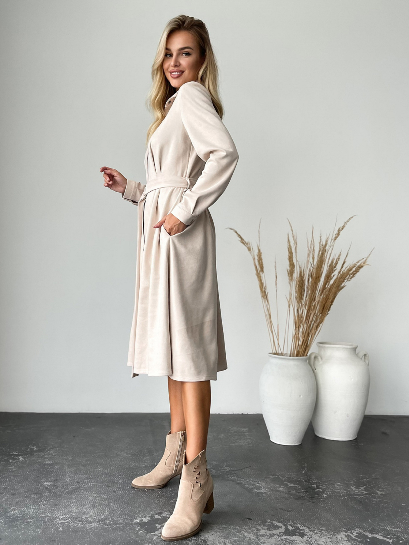 Платье миди ISSA Plus модель SA-85_молочный Платье миди ISSA Plus модель SA-85_молочный Фото