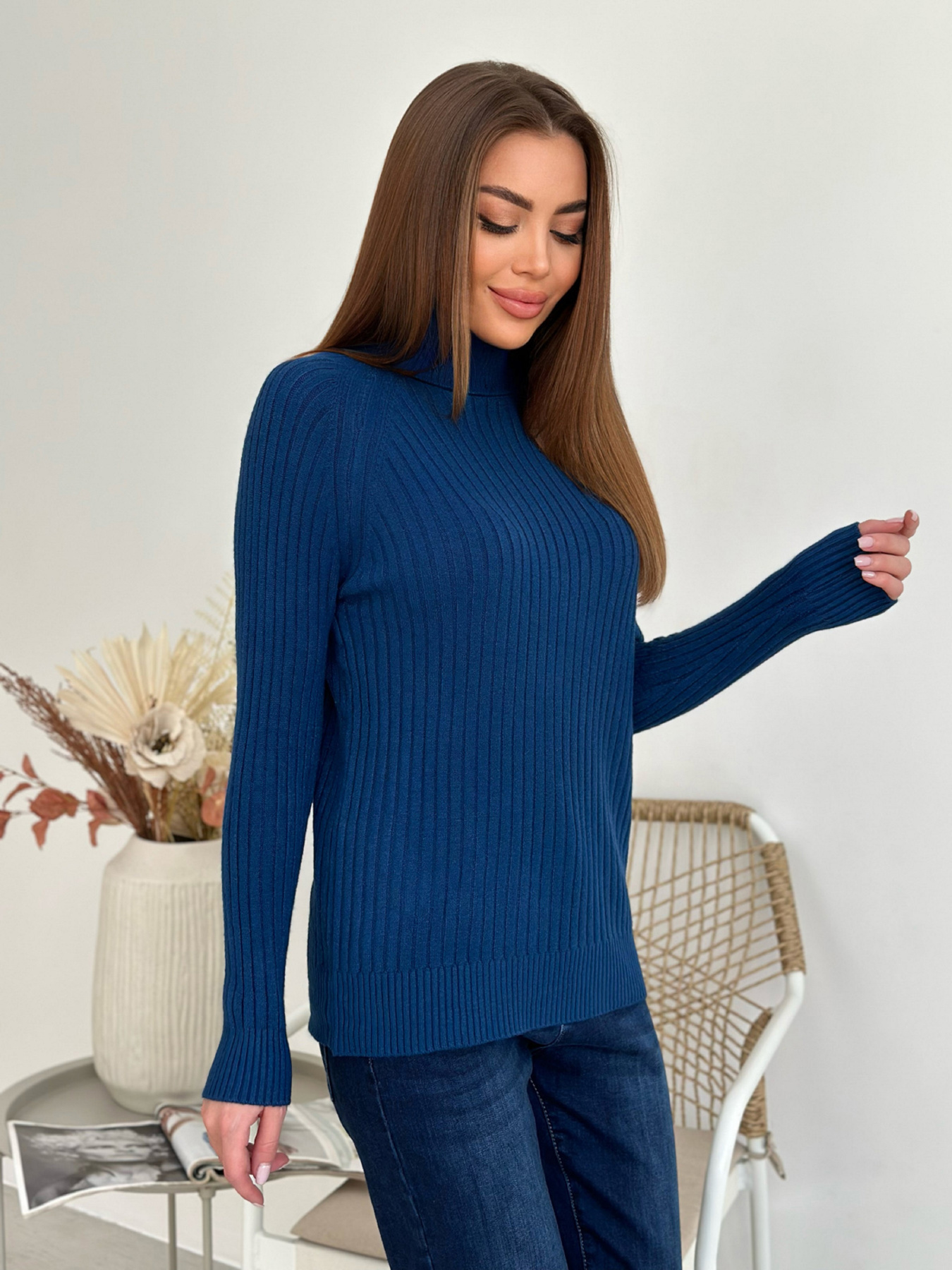 Водолазка ISSA Plus модель WN20-582_синий Водолазка ISSA Plus модель WN20-582_синий Фото