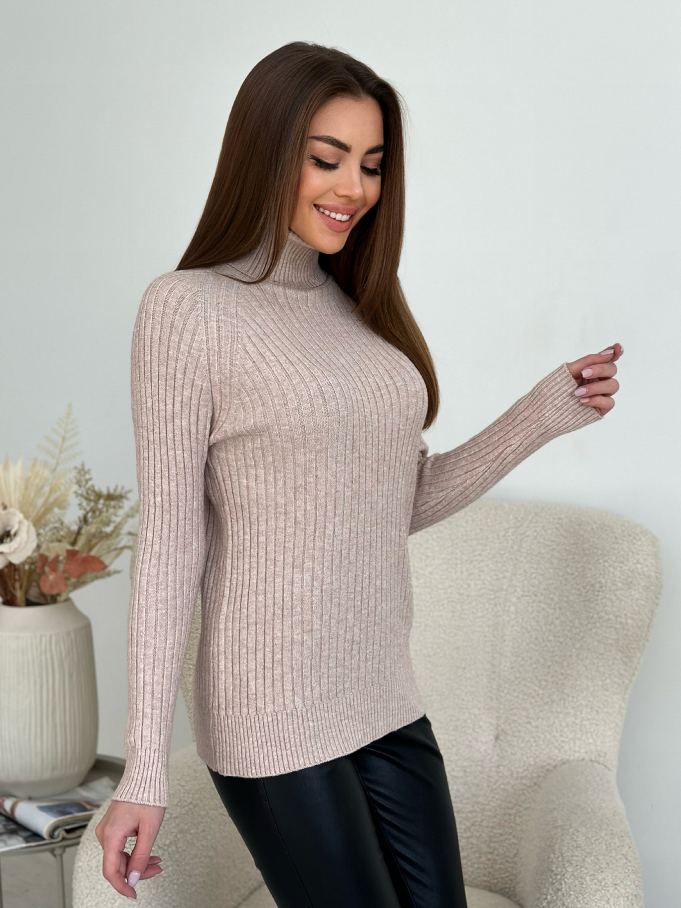 Водолазка ISSA Plus модель WN20-582_бежевый Фото