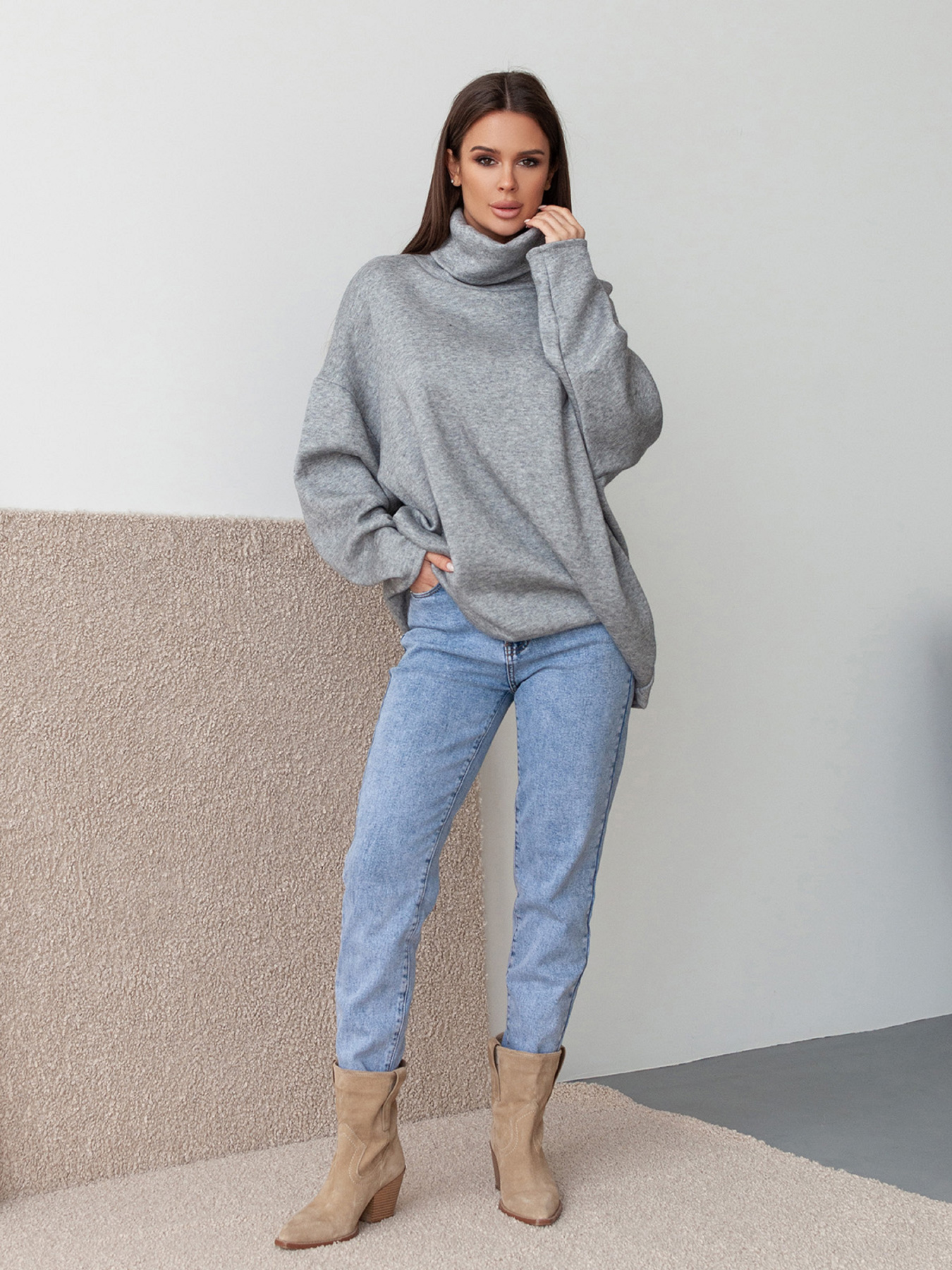 Светр ISSA Plus модель 14381_серый Фото