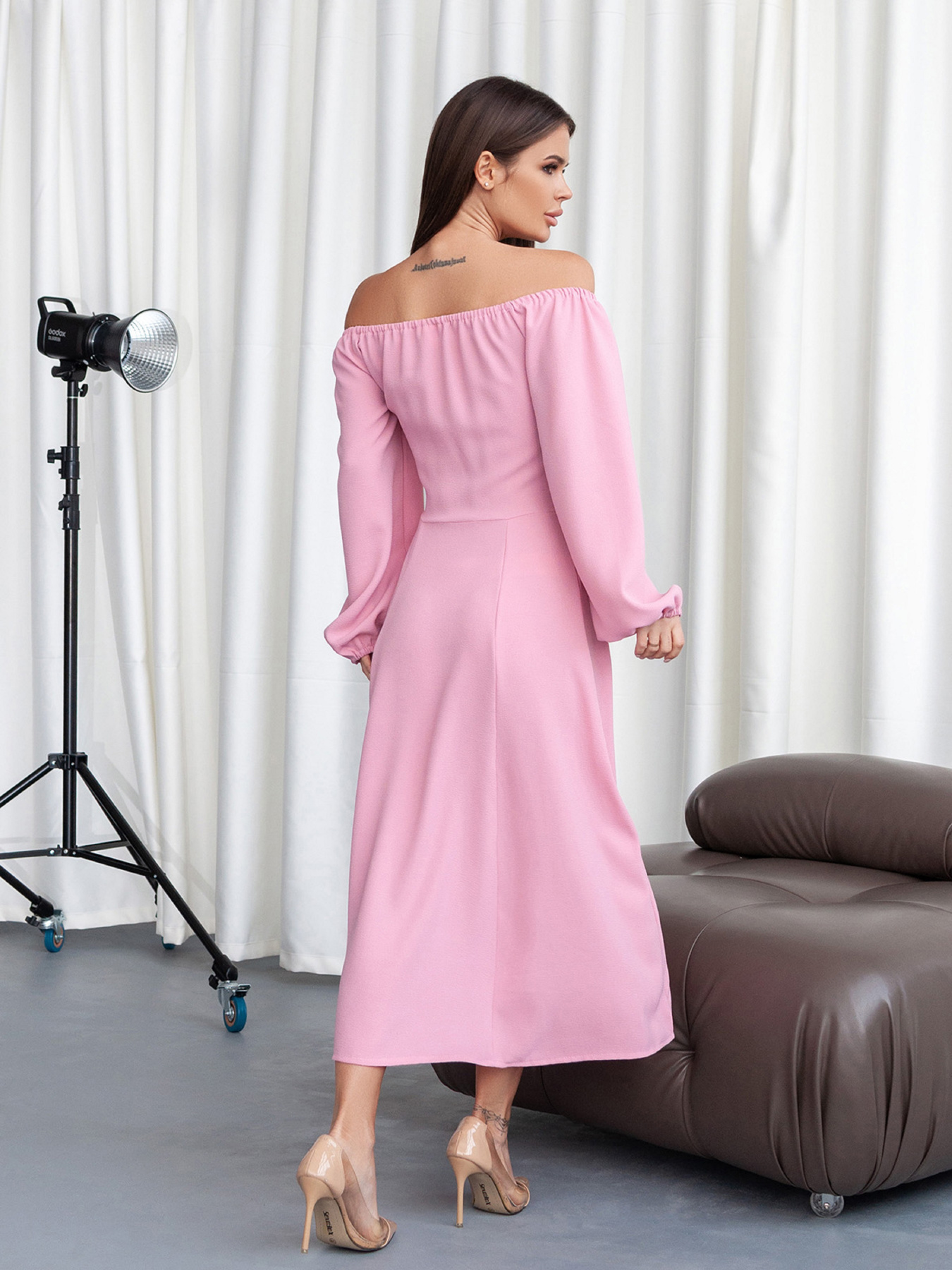 Сукня міді ISSA Plus модель 14382_розовый Фото