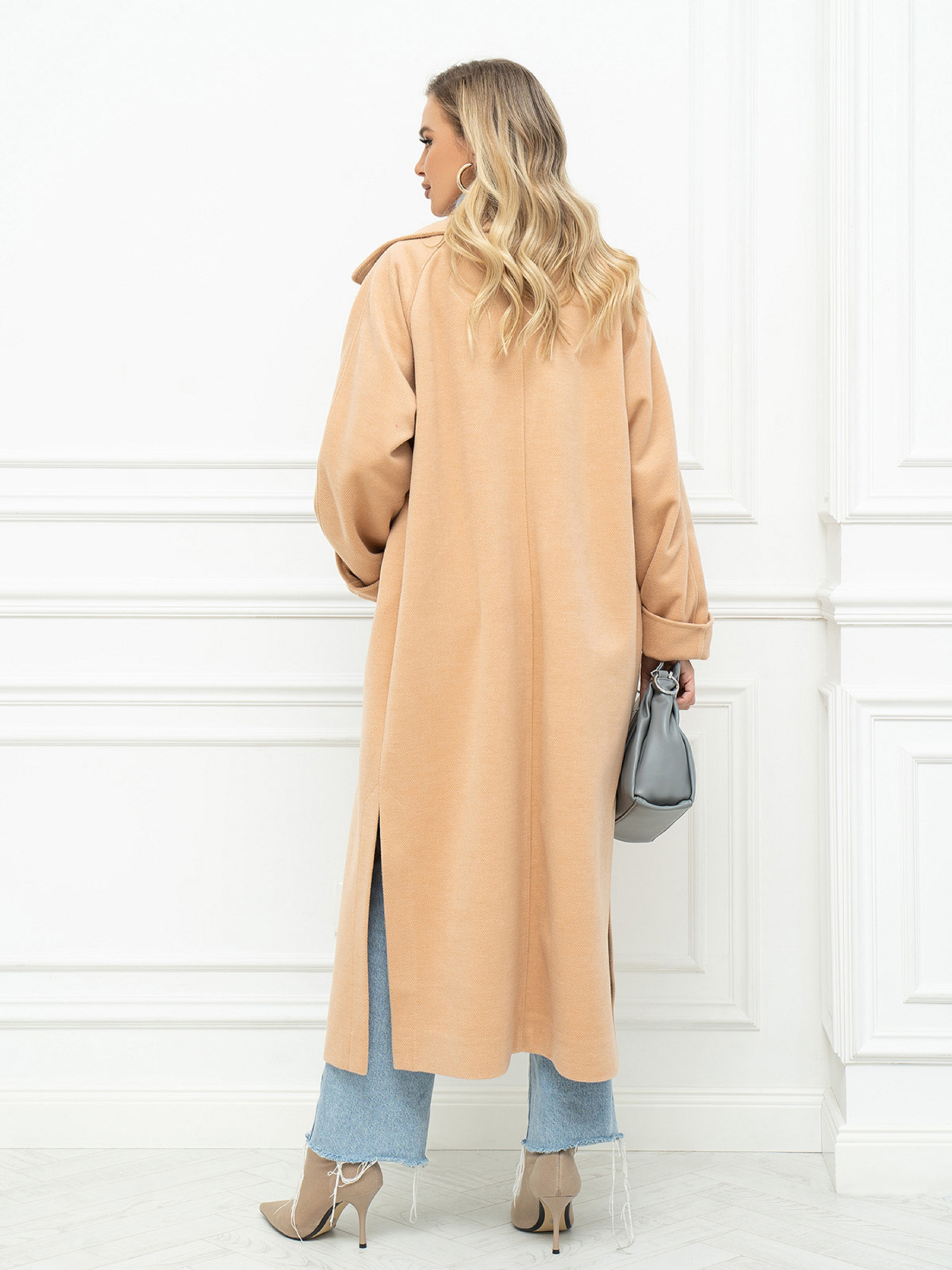 Пальто ISSA Plus модель 14393_горчичный Фото